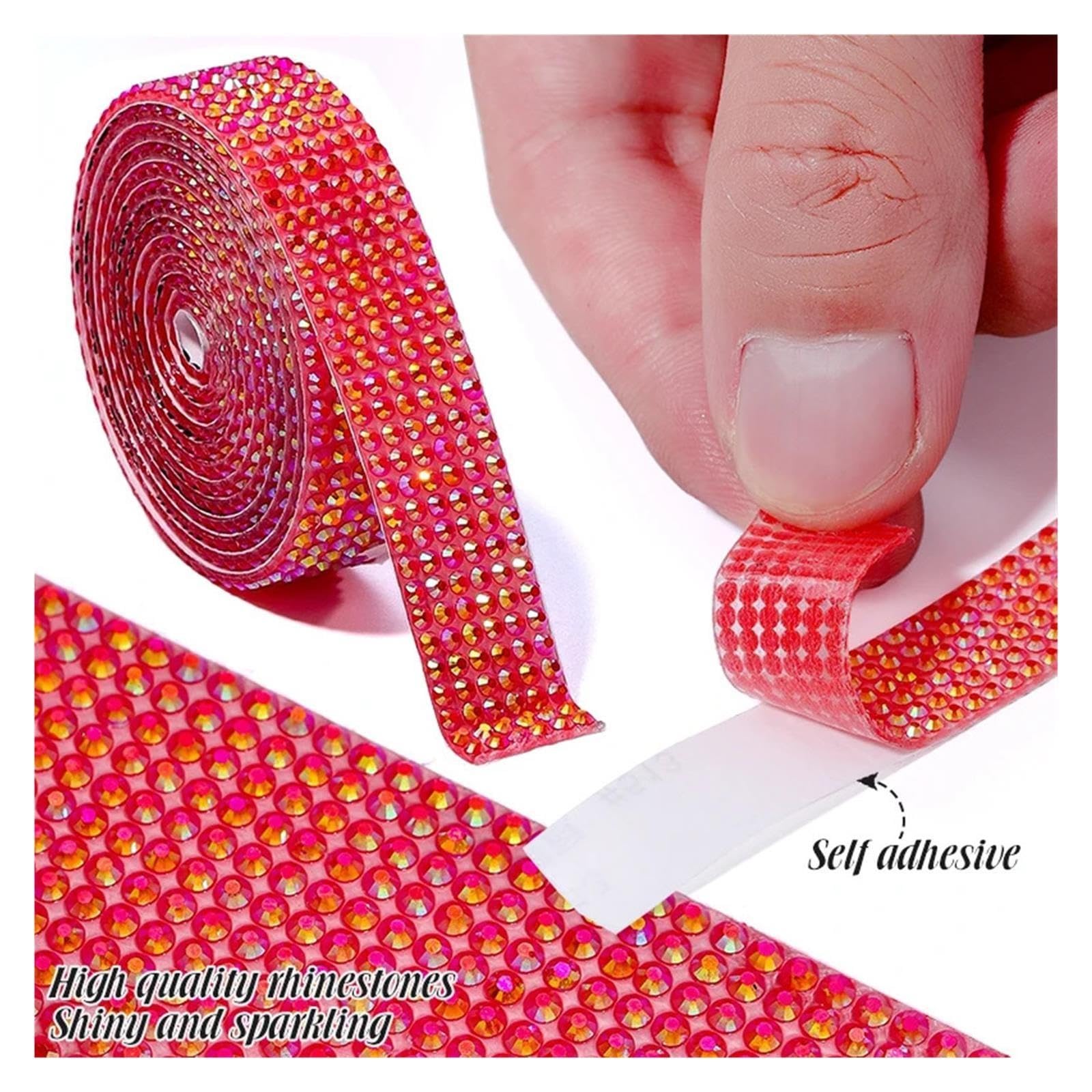 Nastro Di Strass Brillante Strass in resina autoadesiva da 10 x 1 m