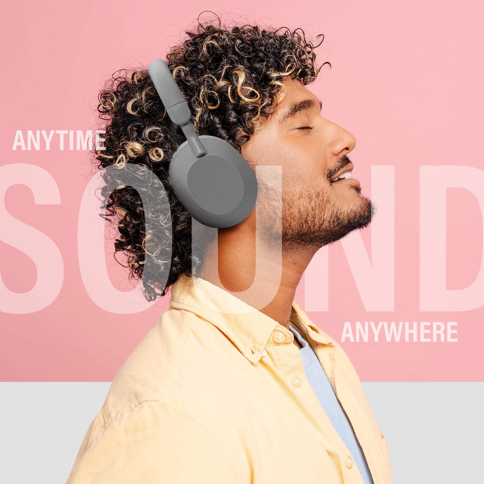 Gabba Goods Aura Premium Wireless Over-Ear Headphones, Built-in Mic, SD Card, High-Res Audio, 6H Playtime, for Travel, Home, Work TV,PC,Gaming,Cellphone (Grey)