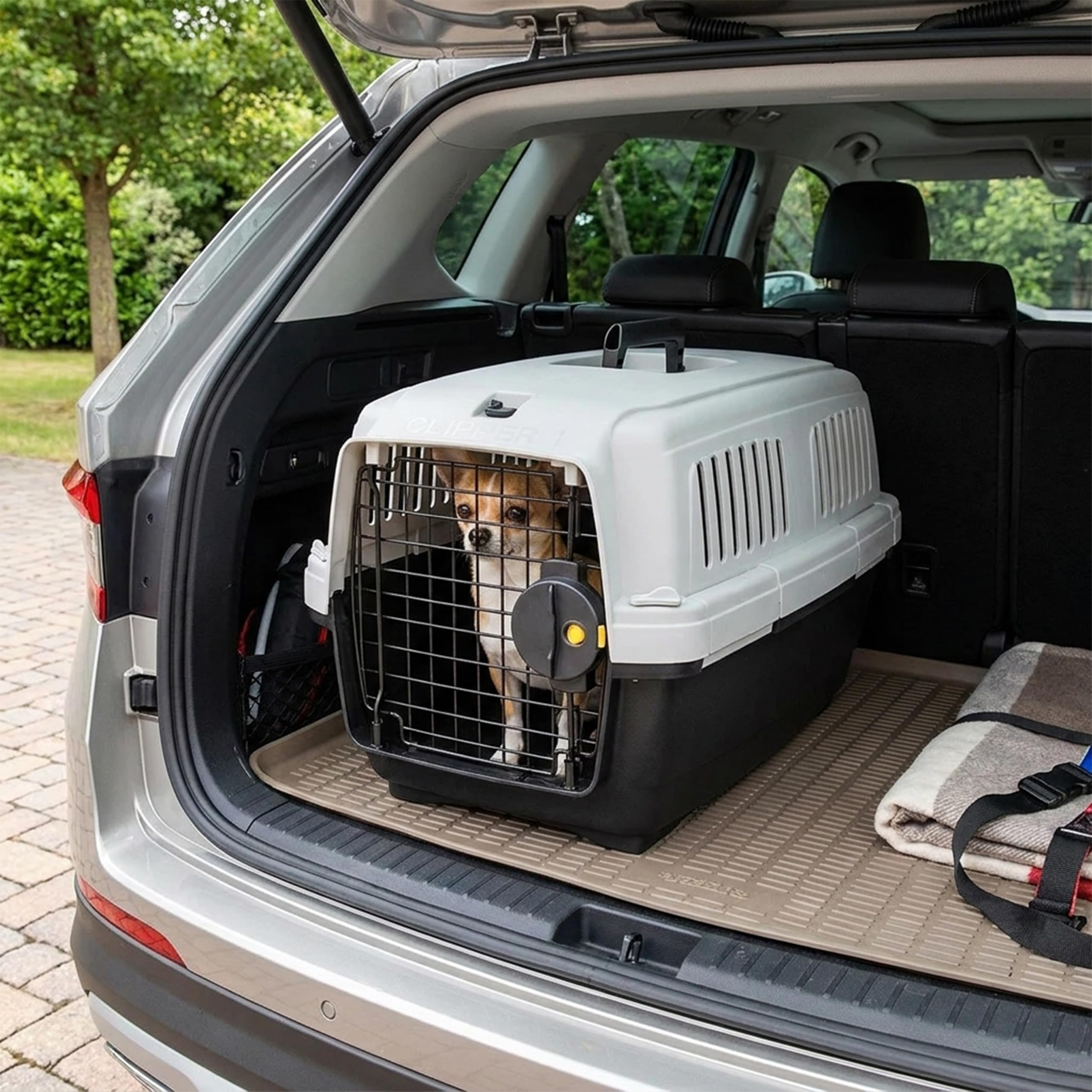 Ferplast Caisse de Transport Chat CLIPPER 1, IATA, Cage de Transport pour Petits Chiens et Chats max 5 Kg, Boite Transport, Voyage Animaux Voiture Avion Train, 50 x 33 x h 32 cm, Porte en Acier