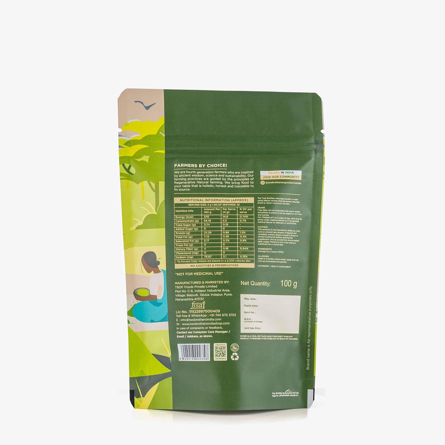 Moringa Oleifera Leaf Powder | Super Food | Immunity Booster | Rich in Vitamin C, Iron, Amino Acids, Best for Smoothies, Tea, Salads | 3 Oz