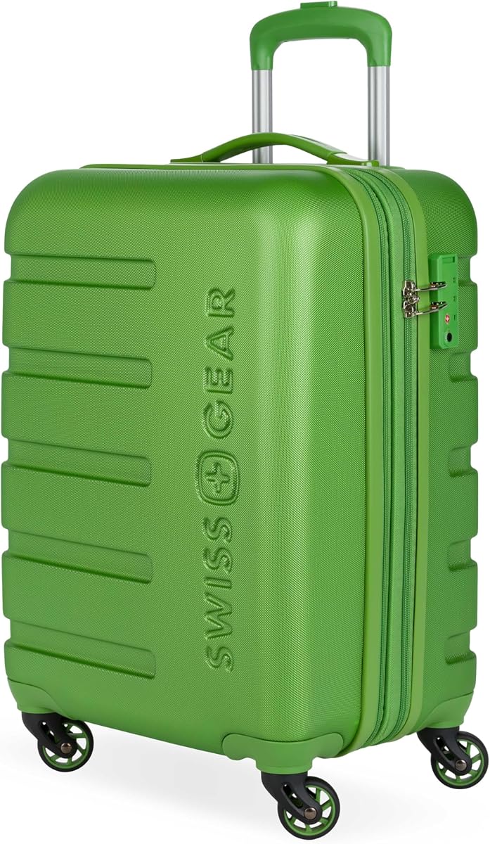 SWISSGEAR Signature Hardside Equipaje giratorio expandible de mano, construcción de ABS, cerradura compatible con TSA y portavasos incorporado, verde, 19 pulgadas