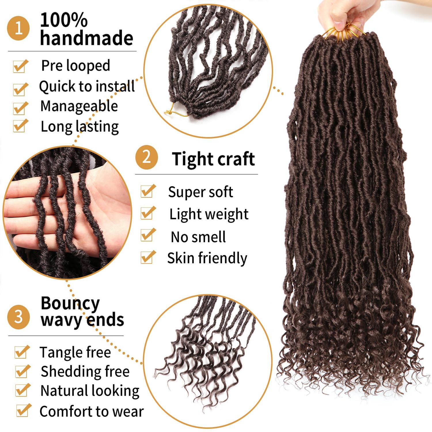 8 Packs Faux Locs Crochet Hair Extensions for Black Women Crochet Braids Hair Extensions for Braiding Hair Goddess Locs Crochet Hair (18 Inch (Pack of 8) - Image 3