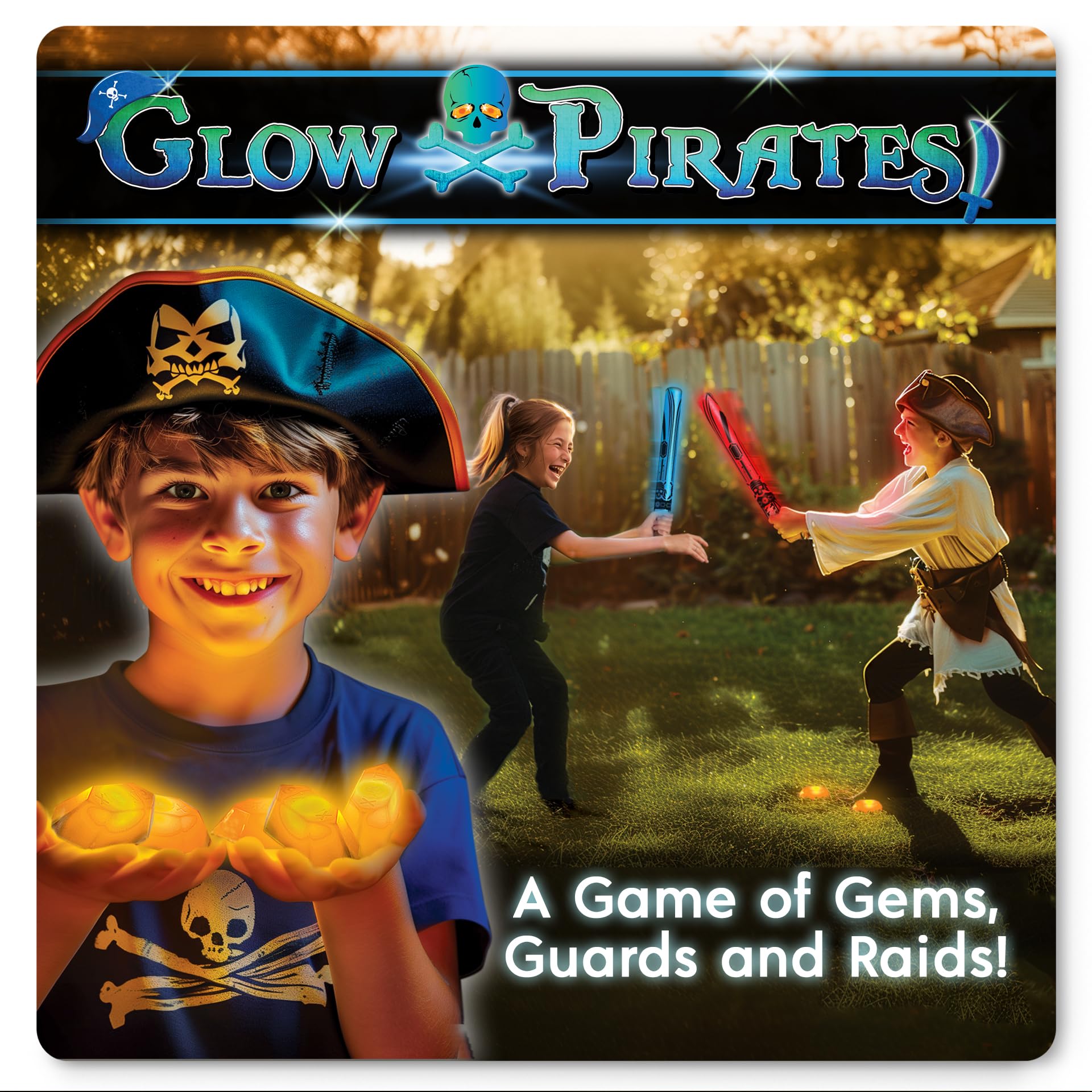 Starlux Games Glow Pirates: Like Capture The Flag with Sword Fighting! | Ages 8+, 4-16 Players | for Pirate Parties & Outdoor Fun | Outdoor Games for Kids 8-12 | with Foam Swords & Pirate Booty