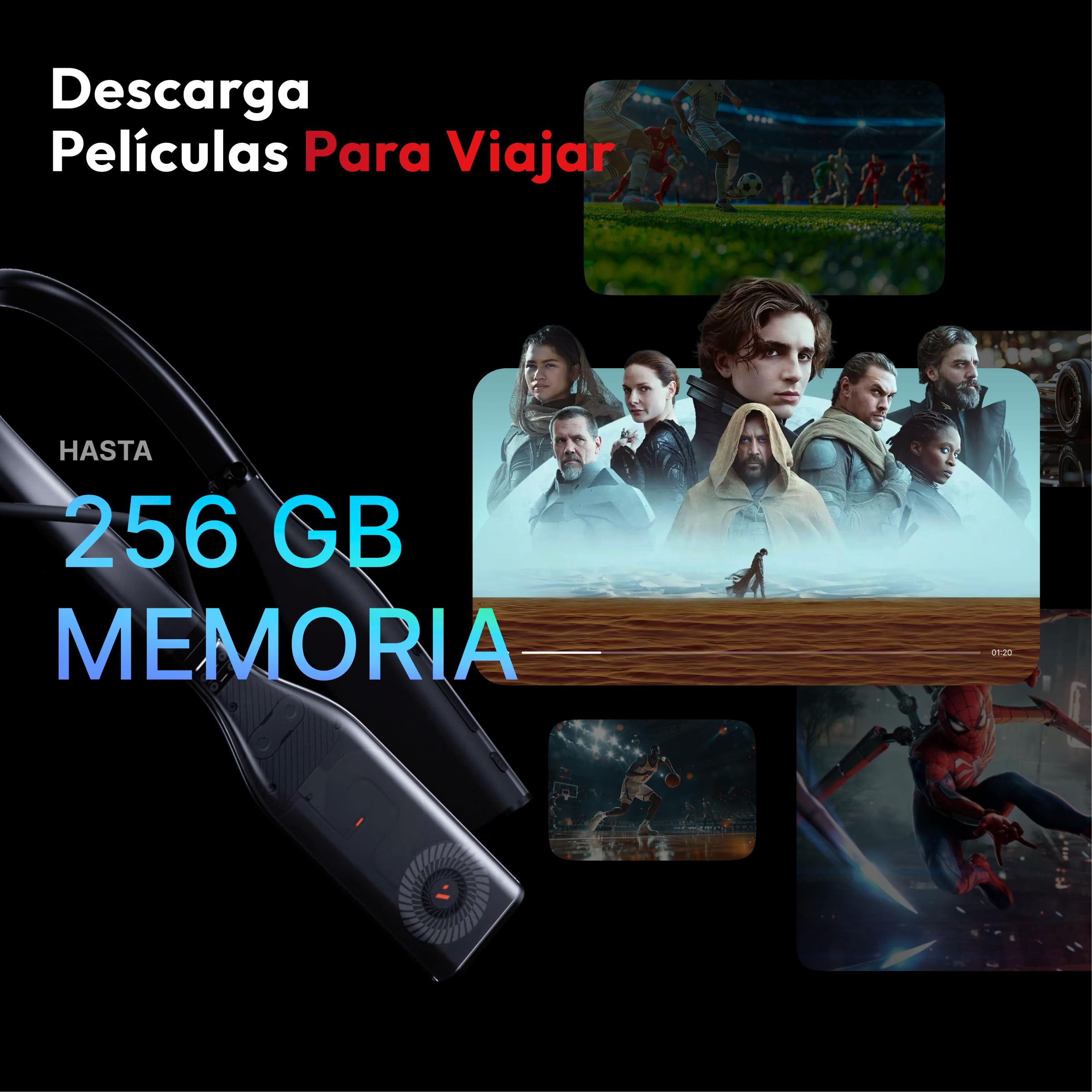 VITURE Pro Neckband, Socio Oficial de PSPlay, multipantalla/3DoF/Smooth Follow/Modo Ambiente, Reproductor 3D, Asistente AI, Libertad Casi inalámbrica para Juegos y Streaming, 12GB+256GB