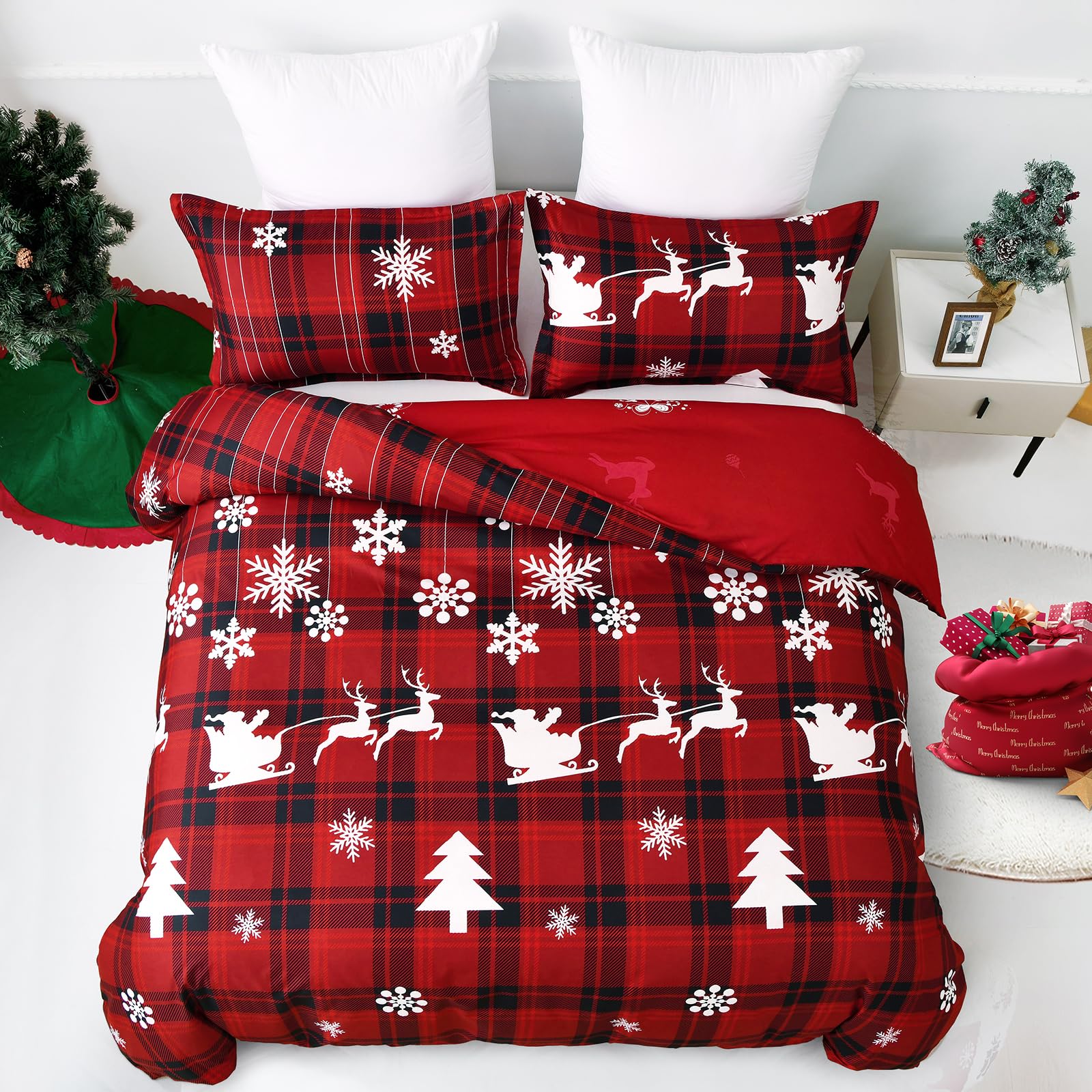 Fondream Christmas Double Duvet Cover Set with 2 Pillowcases - Image 3