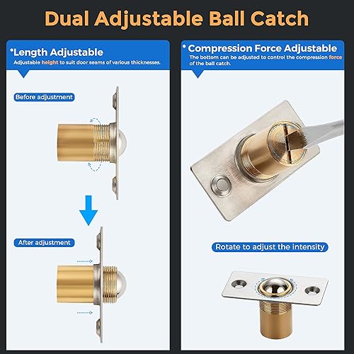 Miniatura 5 de Ravinte Hardware Pestillo de bola para puerta de armario, reemplazo de bola de puerta, accesorios de puerta de cierre de bola, acero inoxidable