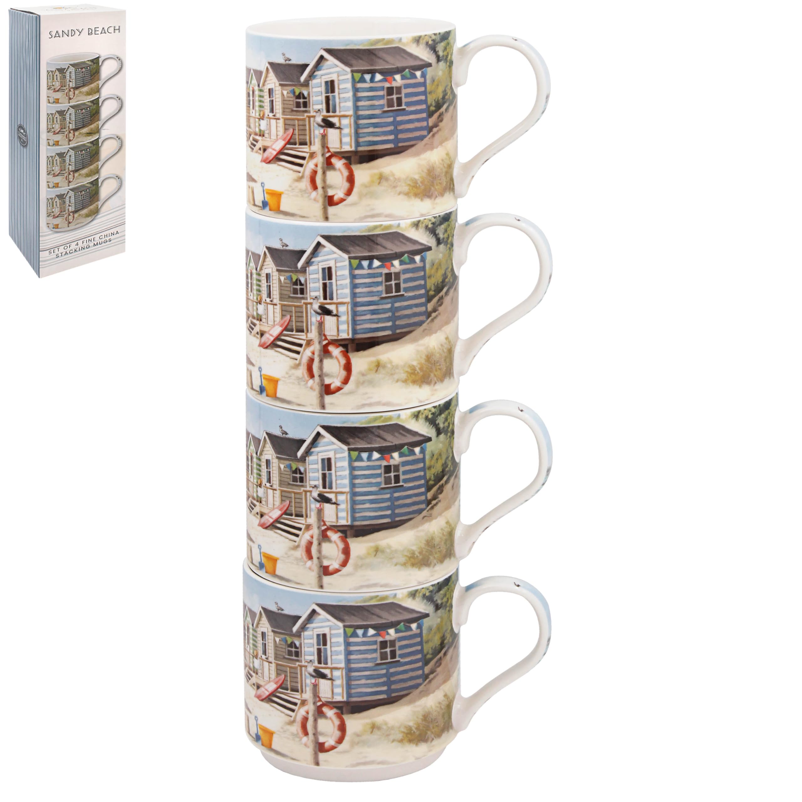 The Leonardo Collection Macneil Sandy Beach Stack Mugs Set of 4 x 300ml