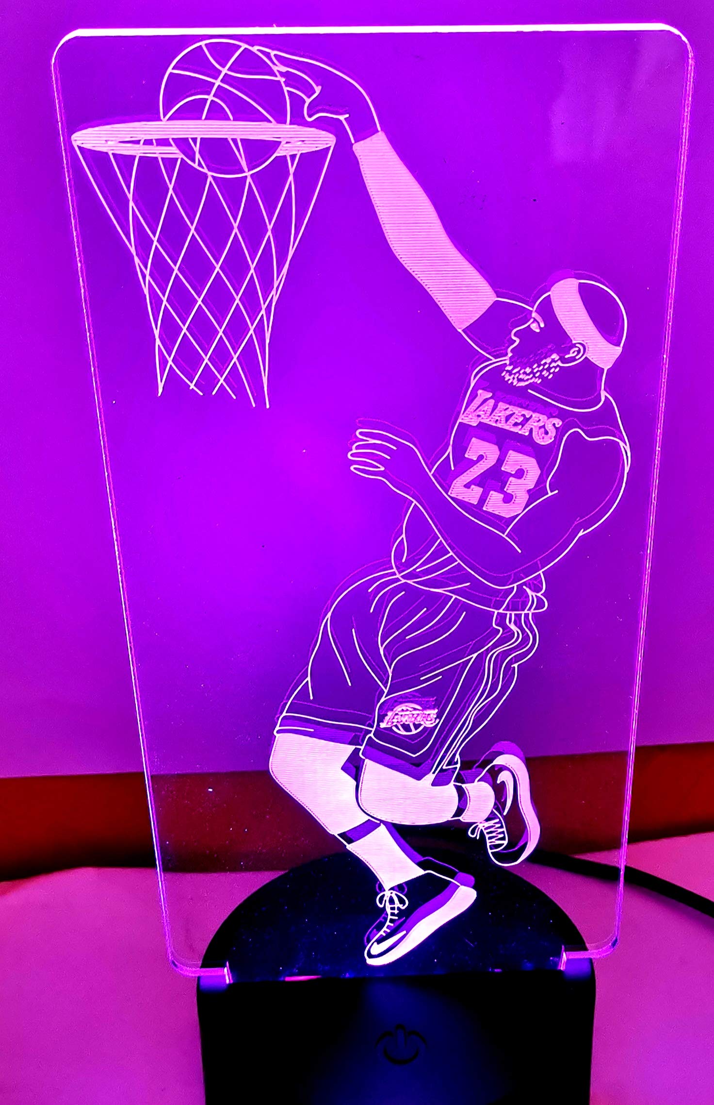 3D Lamp ILLUSION LED Night Light with USB powered and touch control AND REMOTE CONTROL, 16 Color Changing and with flash and fade effect. design :LeBron James 23 LBJ23