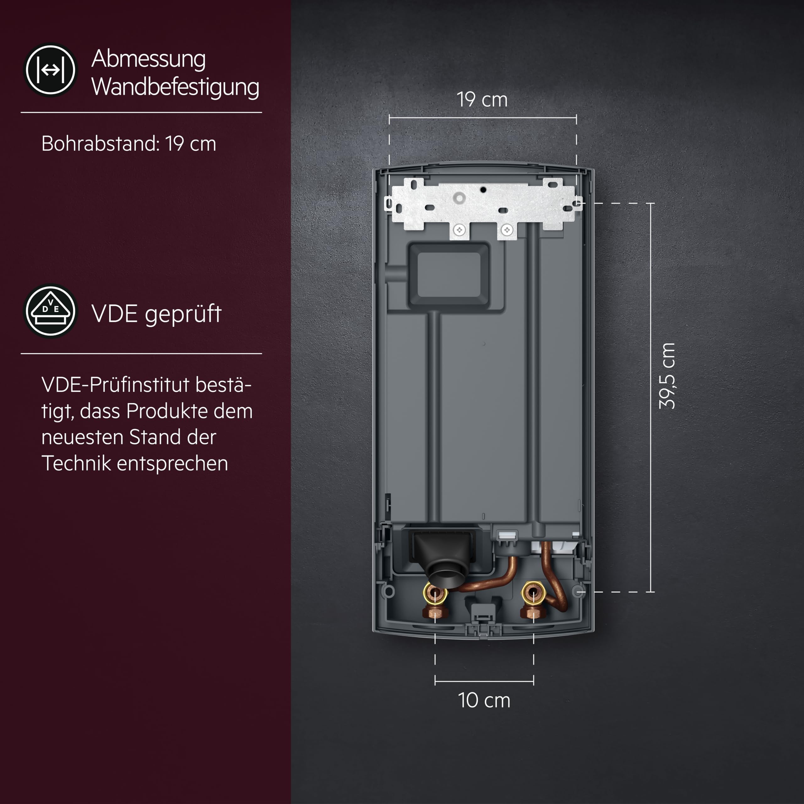 AEG elektronischer Durchlauferhitzer DDLE Basis 18/21/24 kW, umschaltbar, stufenlose Temperaturwahl durch 4 Anwendungssymbole, Festanschluss 400V, VDE geprüft, 222390