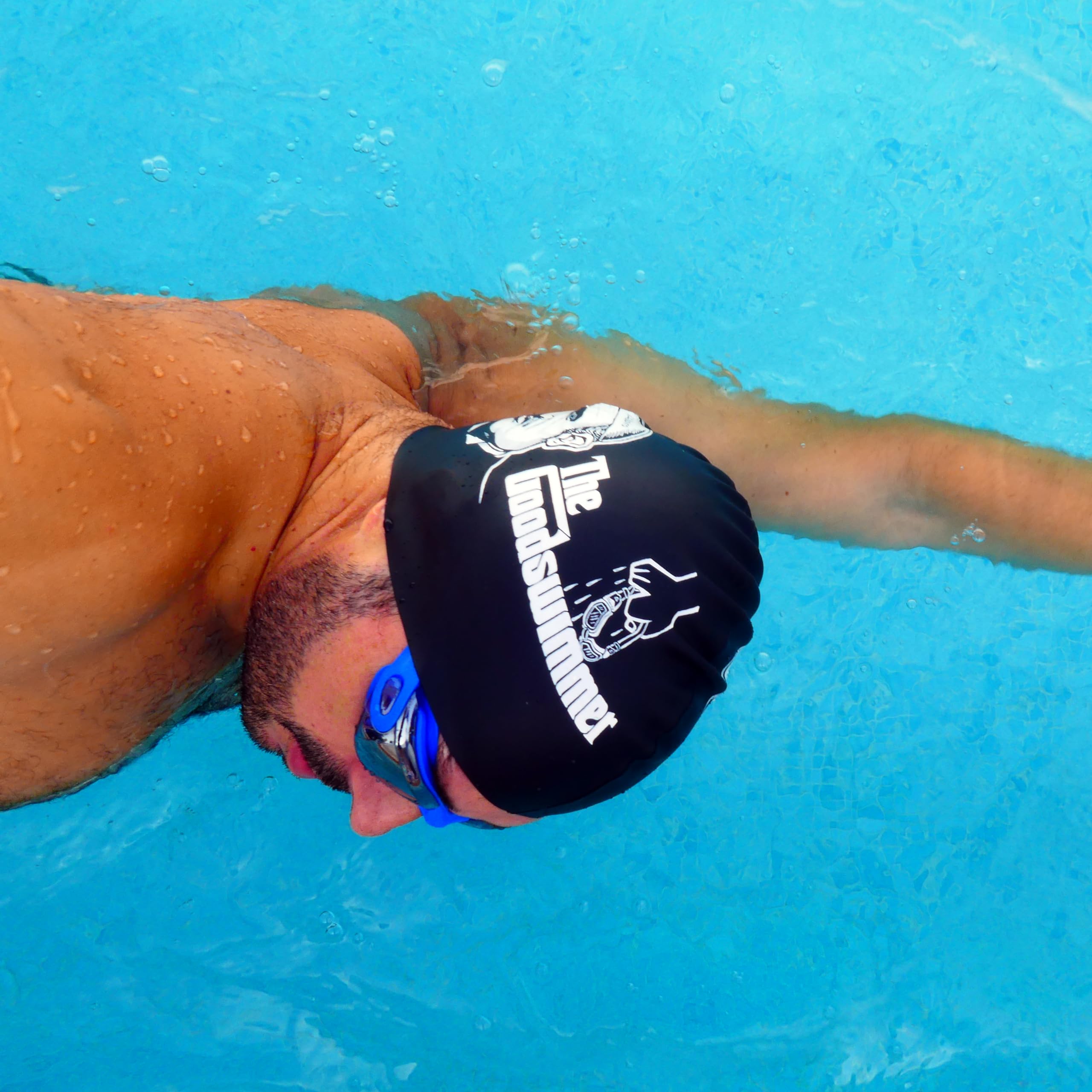 Cuffia Nuoto SWIMPATHY In Silicone - Design Rock, Comfort Massimo, Aderenza Ottima, Taglia Unica - Foto 6