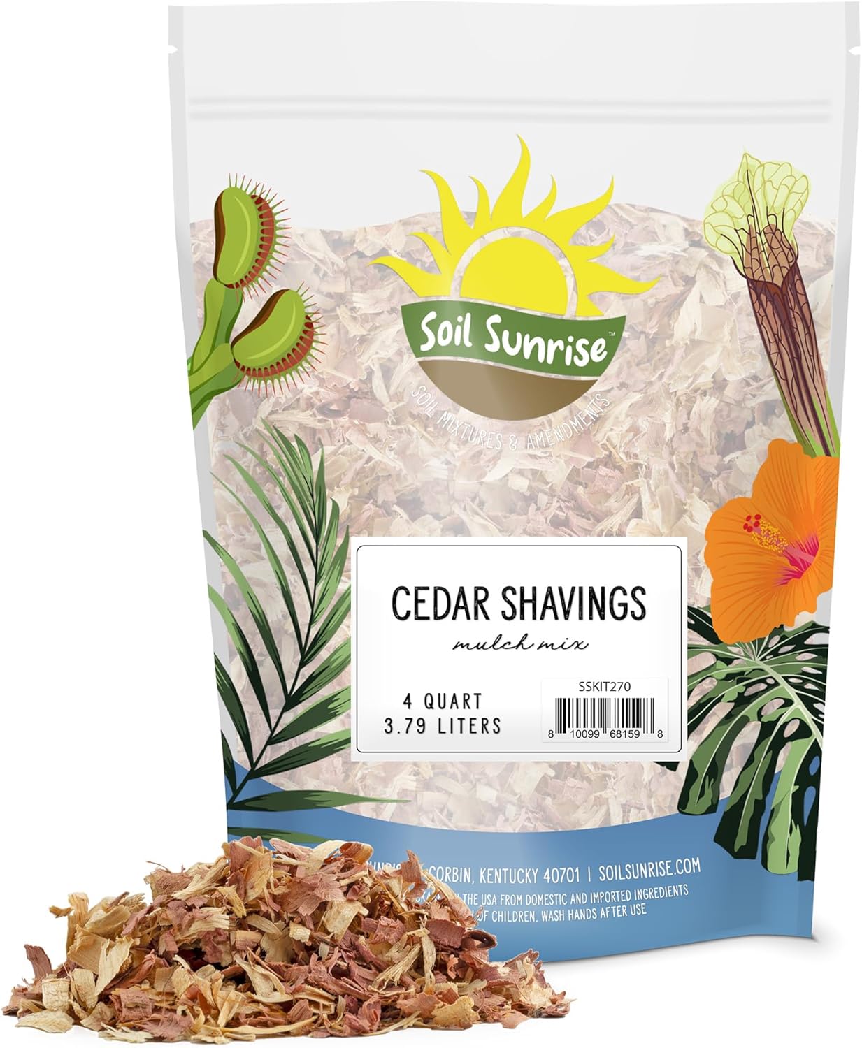 Natural Cedar Shavings Mulch/Bedding (4 Quarts), Garden
