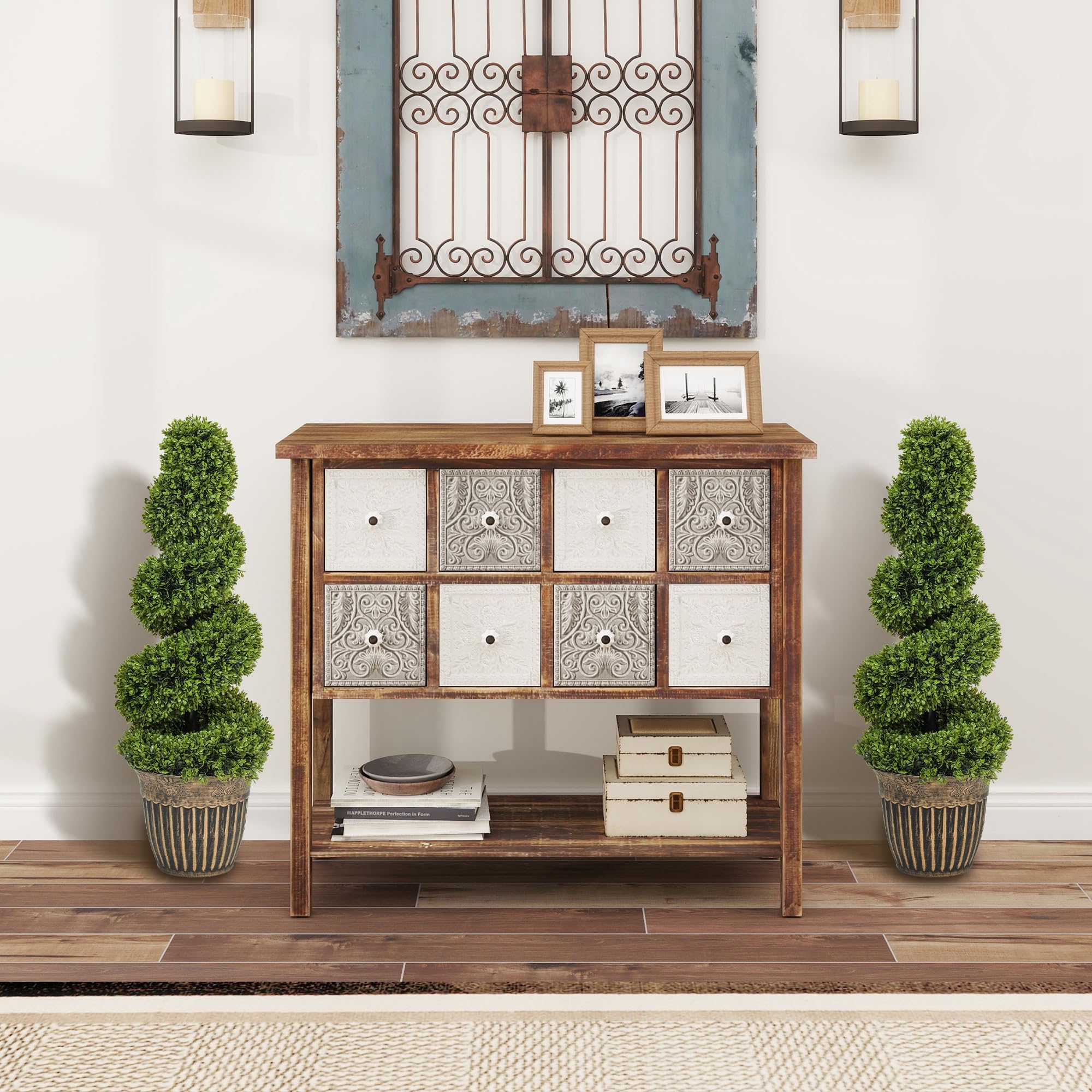 HOMCOM Juego de 2 plantas artificiales decorativas topiarias en espiral de boj en maceta, plantas falsas para decoración del hogar, interiores y exteriores, 90 cm, verde claro