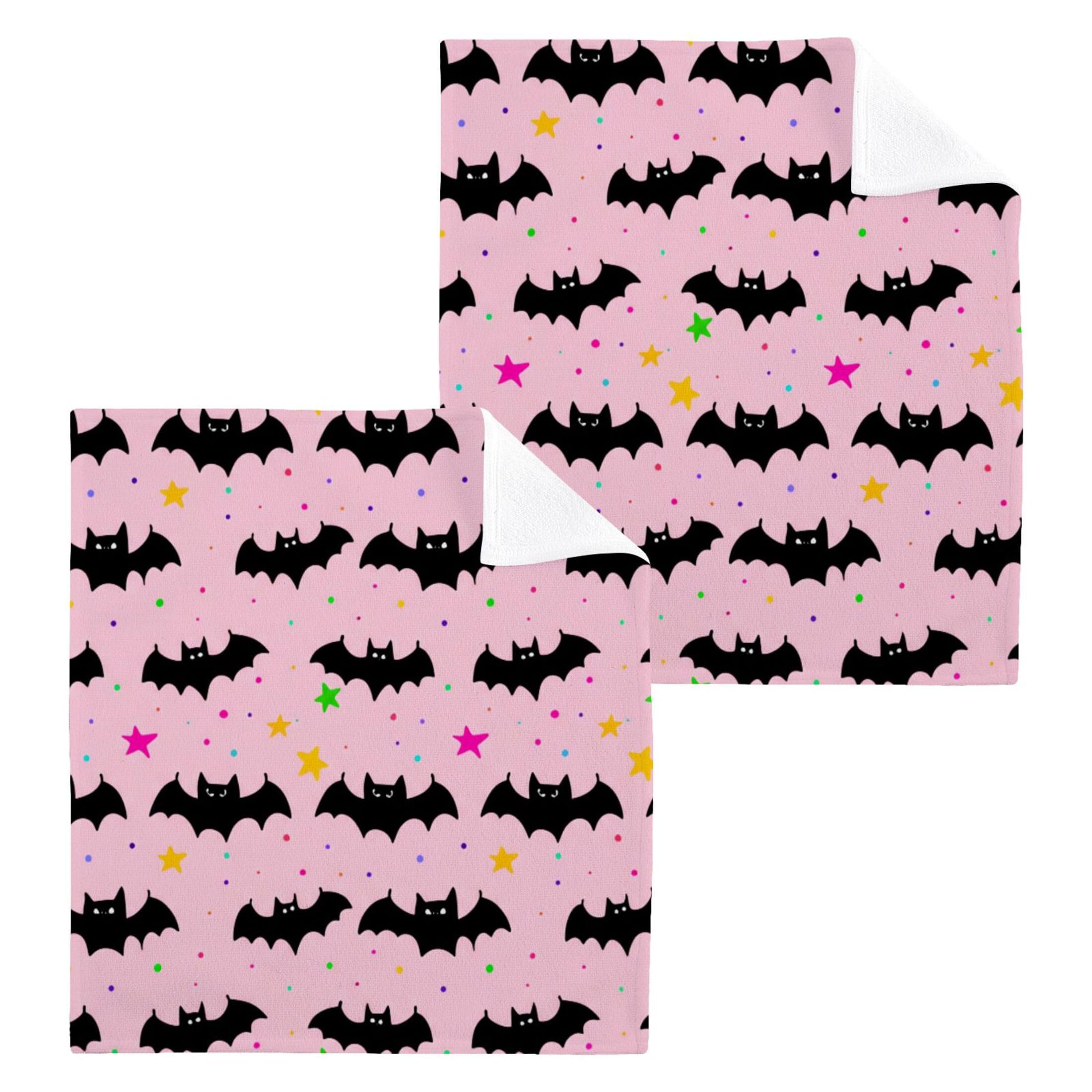 Kigai Black Bats 6 Pack Washcloths Cotton Soft Absorbent Skin Friendly Wash Cloths Fingertip Towels Machine Washable 12x12 in