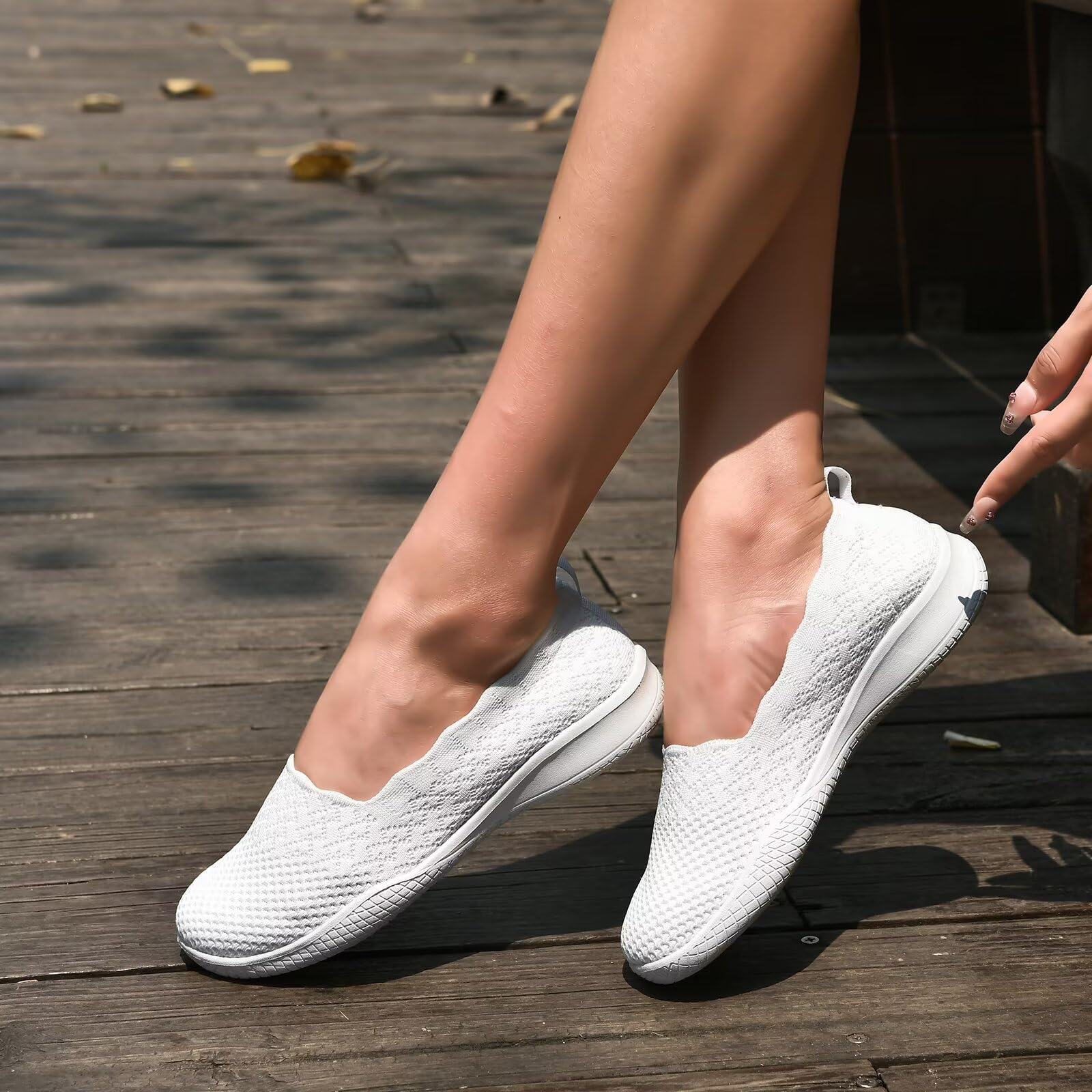 Puxowe Damen Wanderschuhe Leichtgewichtige Strick Slip on Mesh Bequeme Barfuß Minimalistische Sneakers Low Top