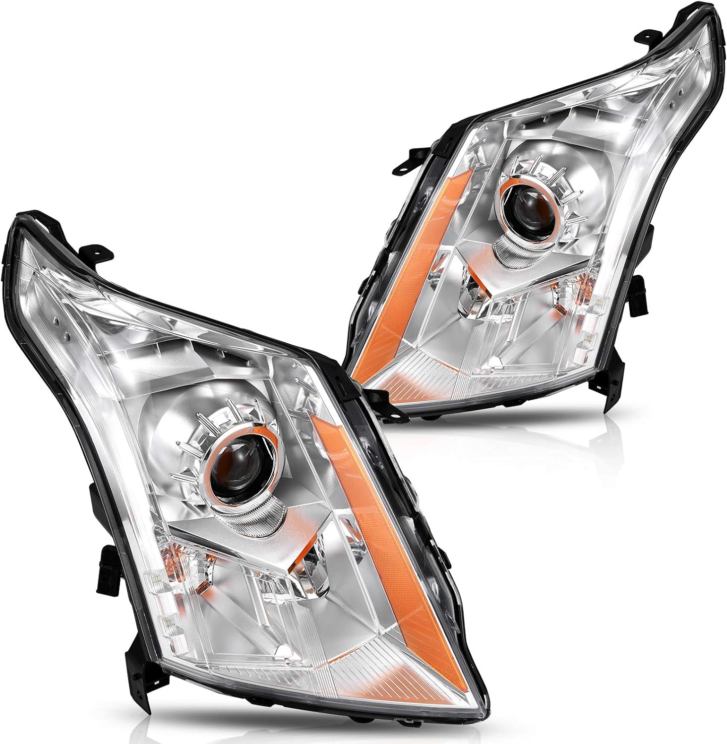 DWVO Headlights Assembly Compatible with 2010 2011 2012 2013 2014 2015 2016 Cadillac SRX 10 11 12 13 14 15 16 OE Projector Headlamp (Driver&Passenger Side) Black