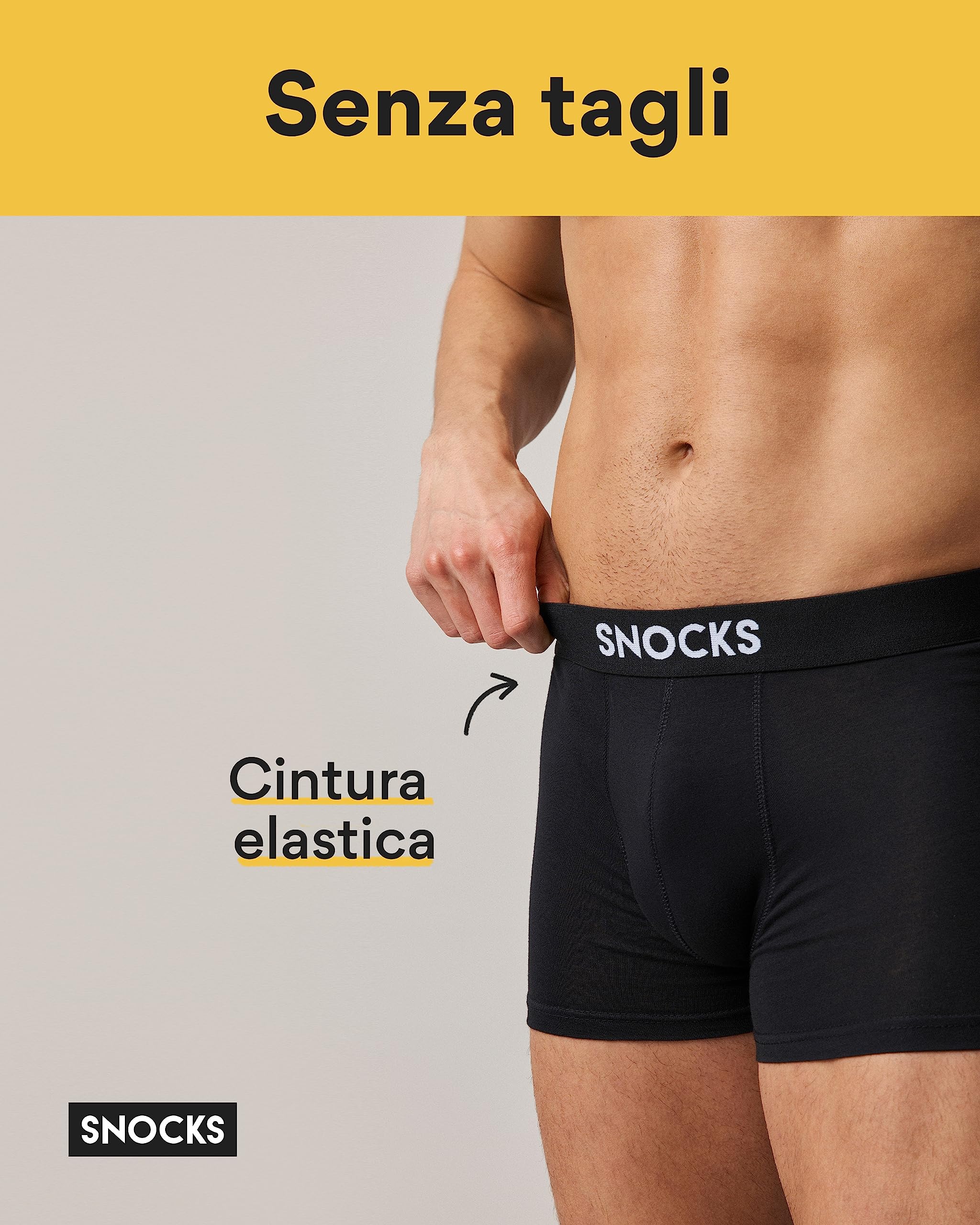 Snocks Pacco 6 Boxer Uomo Cotone Bio Elasticizzato - Mutande Uomo Senza Etichette Irritanti - Boxer Pack Taglia S-4XL