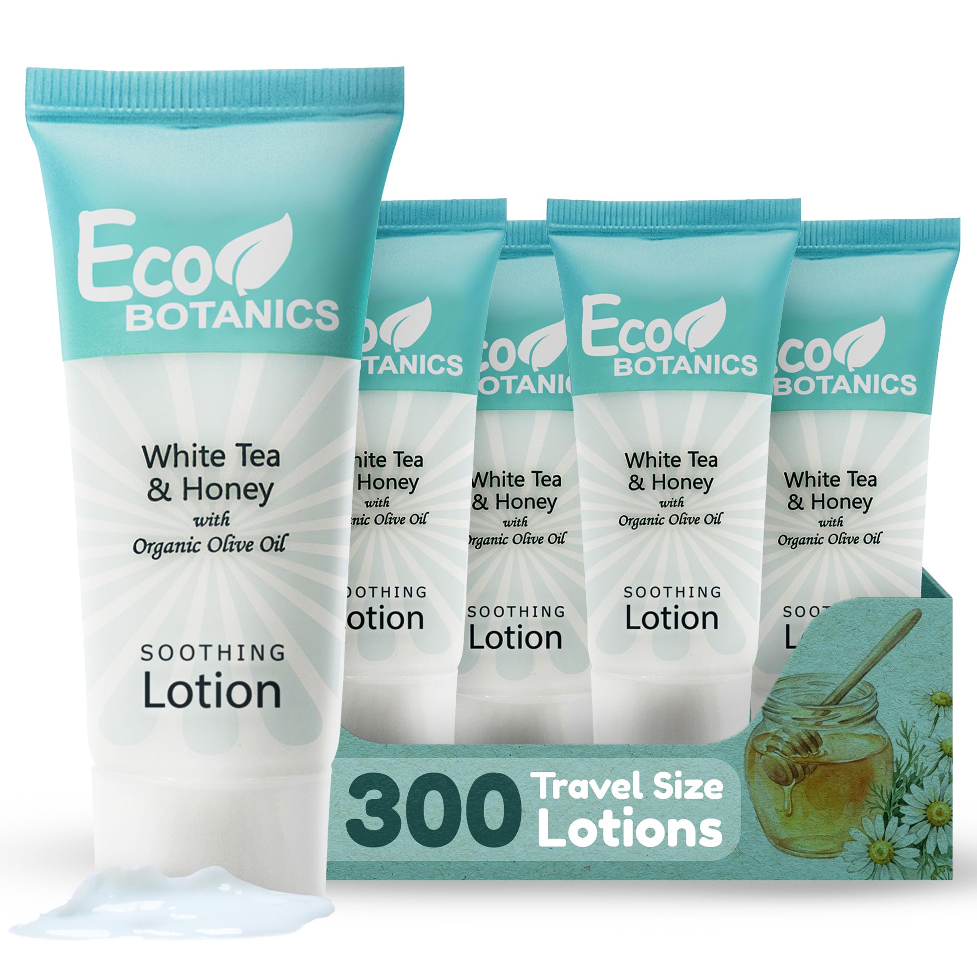 Travel Size Hotel Body Lotion 300 Count 0.85 oz Bottles Guest Amenities for Vacation Rentals & Short Term Rentals Paraben Free White Tea Scent Infused with Aloe