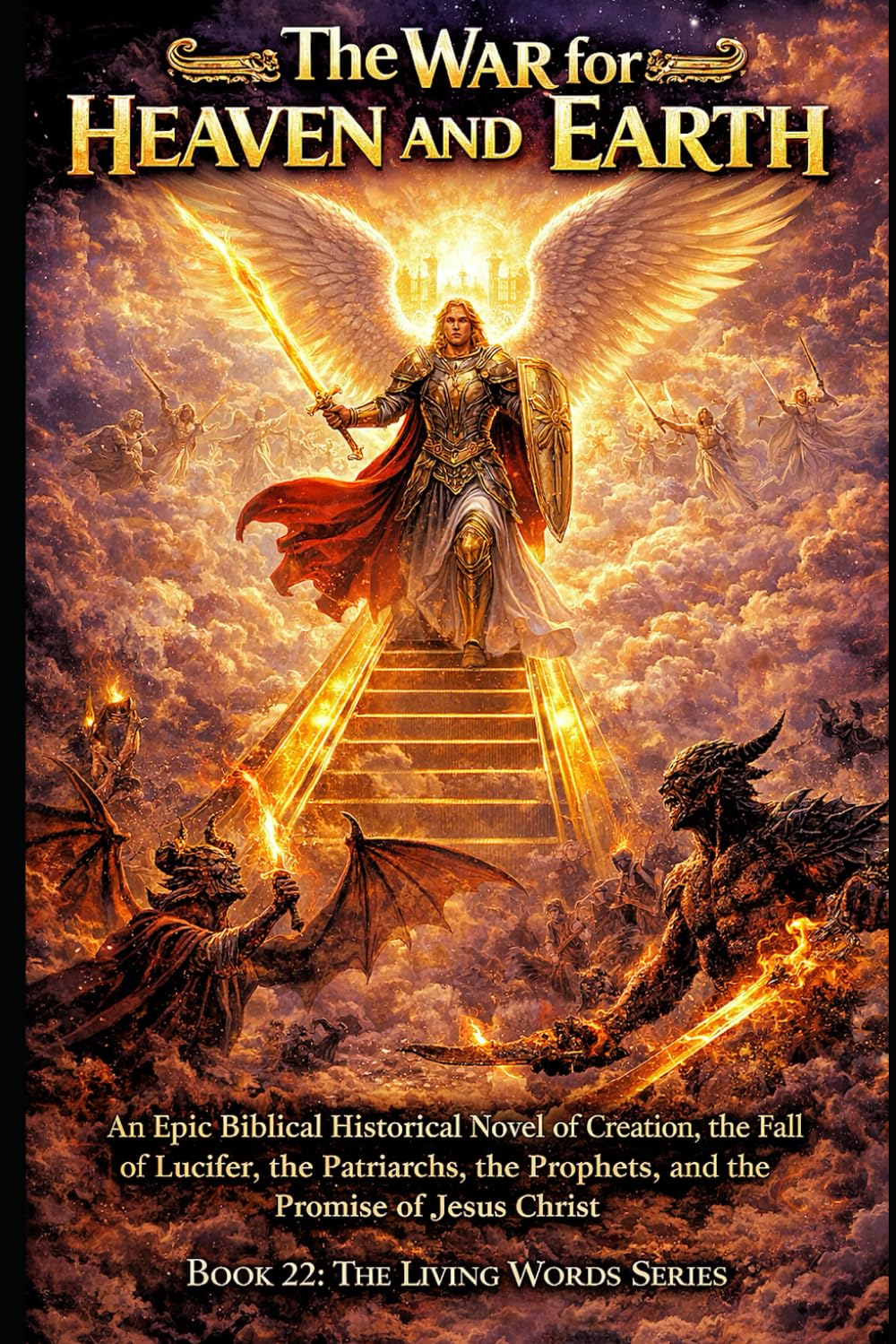 The War for Heaven and Earth: An Epic Biblical Historical Novel of Creation, the Fall of Lucifer, the Patriarchs, the Prophets, and the Promise of Jesus Christ (The Living Words Series)