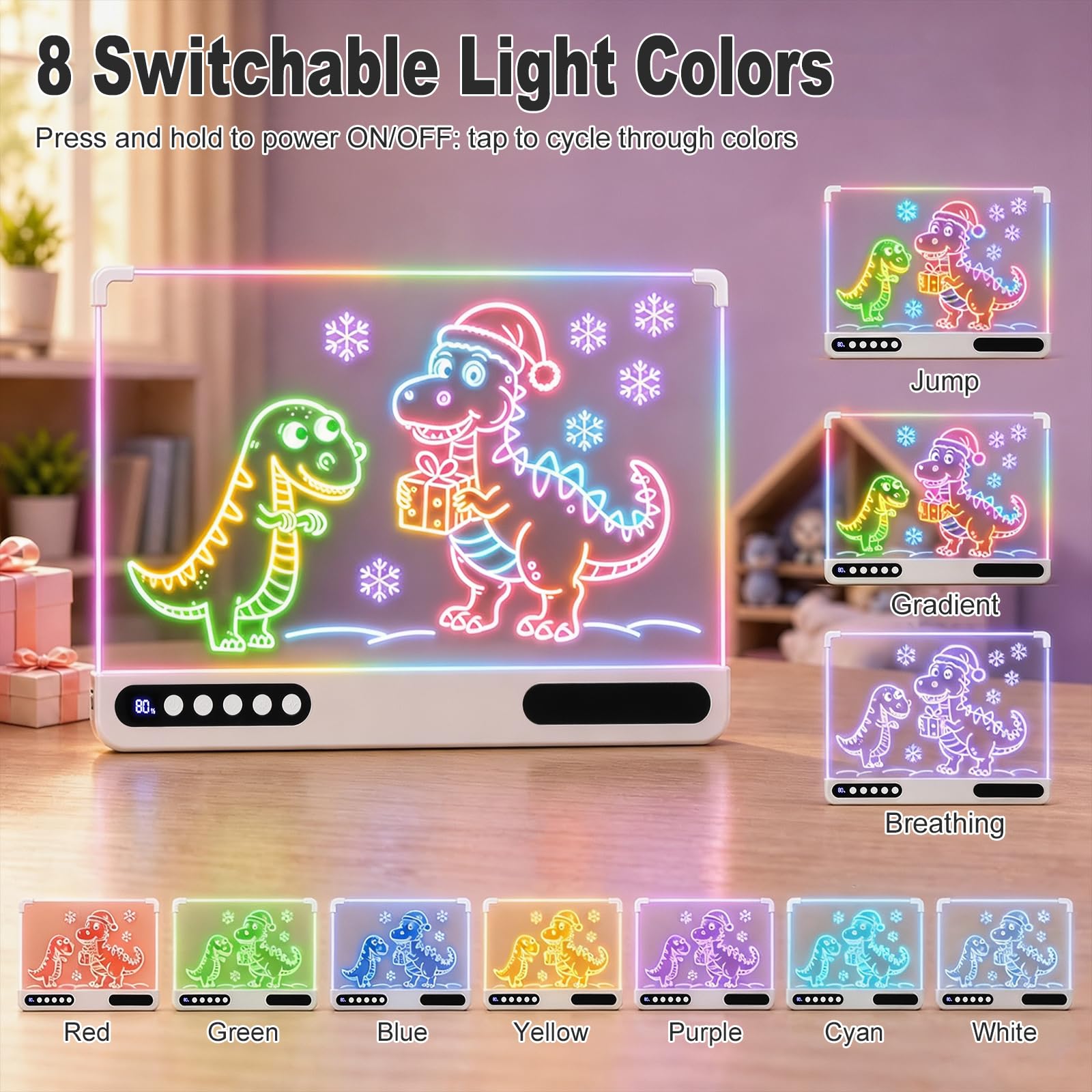 Lavagna Luminosa per Disegnare,LED Lavagnetta Cancellabile Bambinii 35x27cm