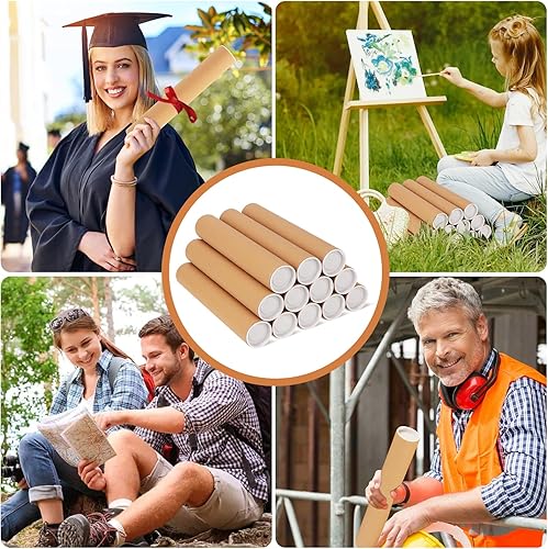 Miniatura 7 de Paquete de 12 tubos de correo con tapas para carteles de embalaje, tubo de cartón de 2 x 15 pulgadas, tubo de póster para correo y almacenamiento de