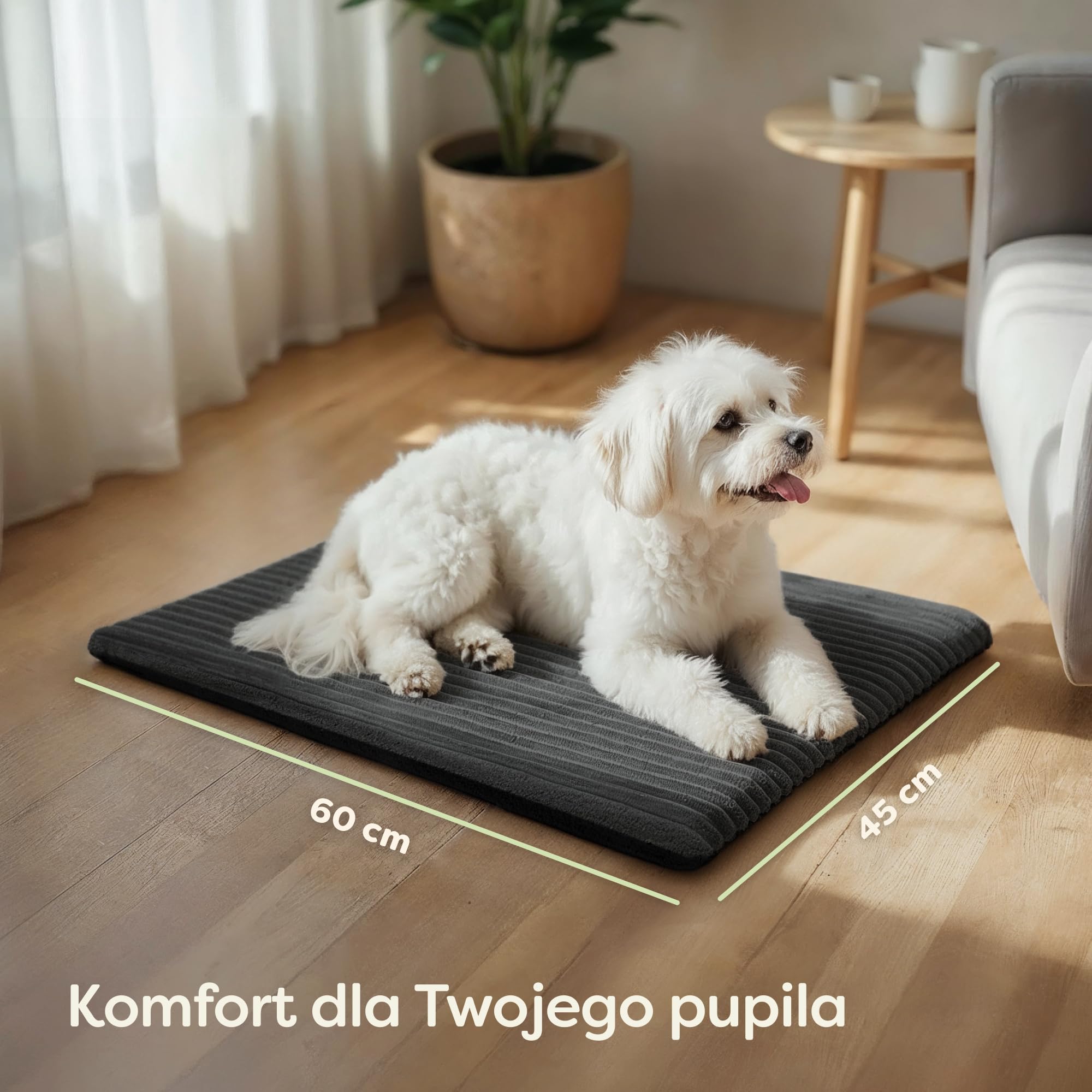 Knupis Samonagrzewający Koc Dla Kota 60x45 cm – Miękki i Wyciszający – Zdejmowany, Pralny Pokrowiec – Z Antypoślizgowym Spodem – Szary