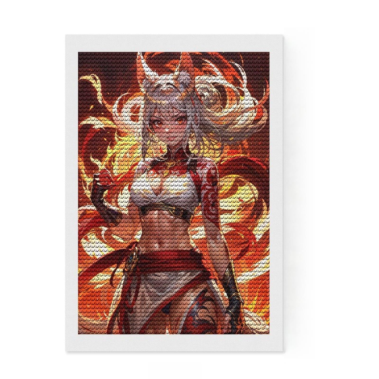 Junmoney Female Kitsune Brawler Diamond Art Kit 8"x12", Satisfying Creative Project, Creative Leisure Activity, Cosy Home Accent, Christmas Gift