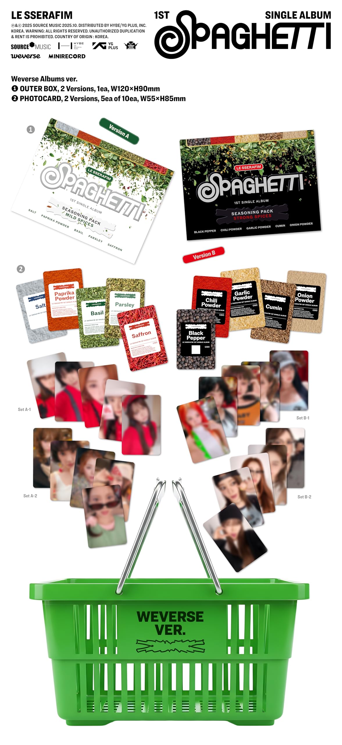 Kpop Merch LE SSERAFIM 1st Single Album SPAGHETTI Weverse Albums