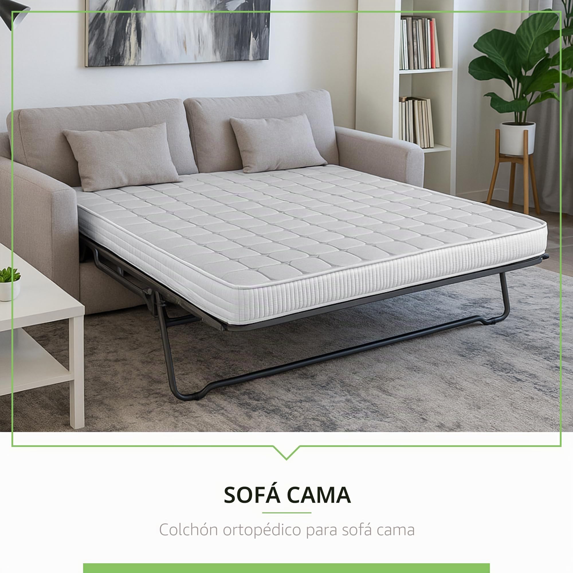 EVERGREENWEB - Colchón Clic clac 120x190 cm h 10 para sofá Cama con Espuma viscoelástica, Plegable, Pliegue en el Asiento, Ortopédico, hipoalergénico, Cordones de fijación Bed Sofa Memory