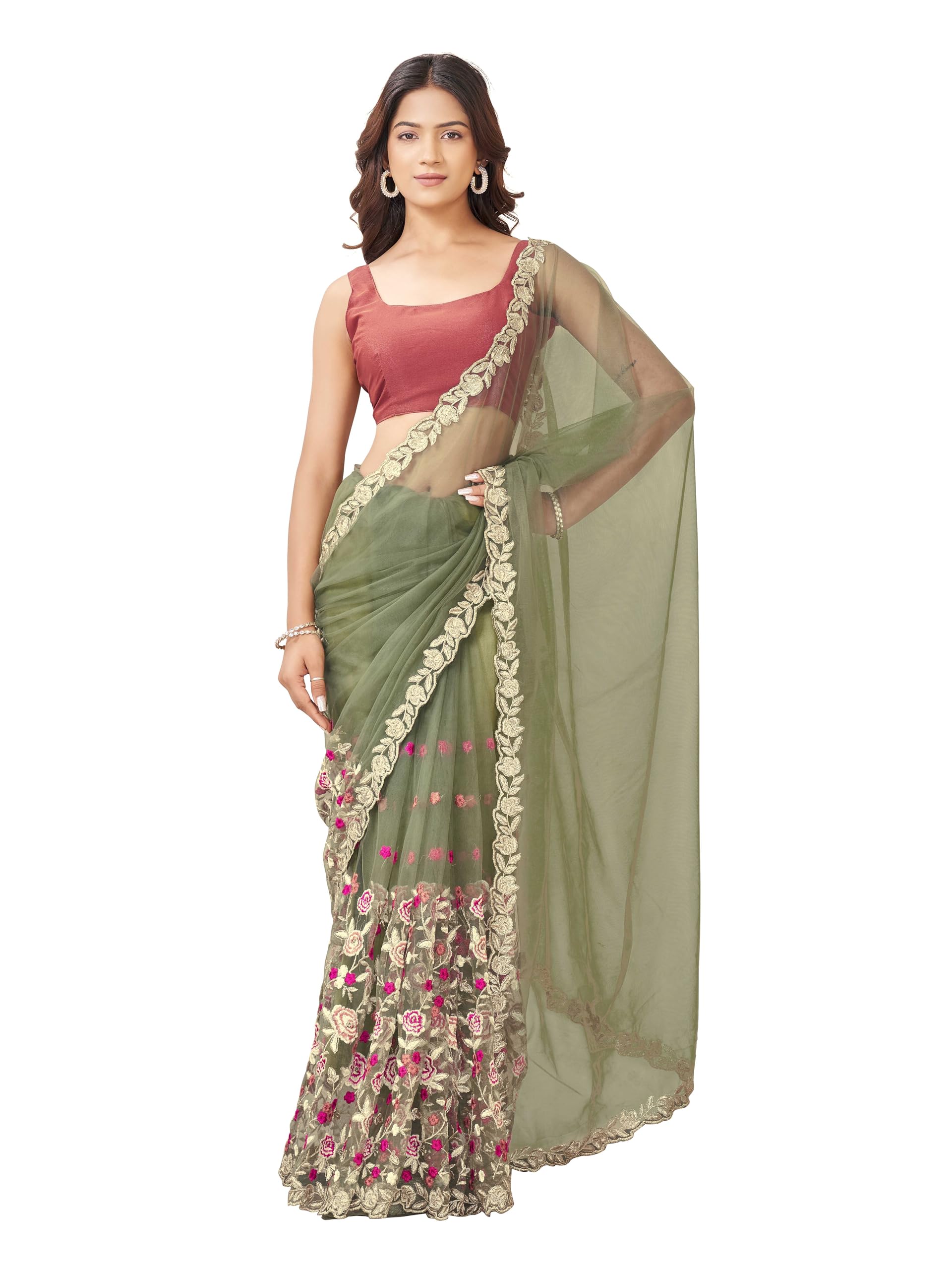 womanista Women's Green colored fancy desginer net saree(TI7297_Green_Onesize)-picture-17