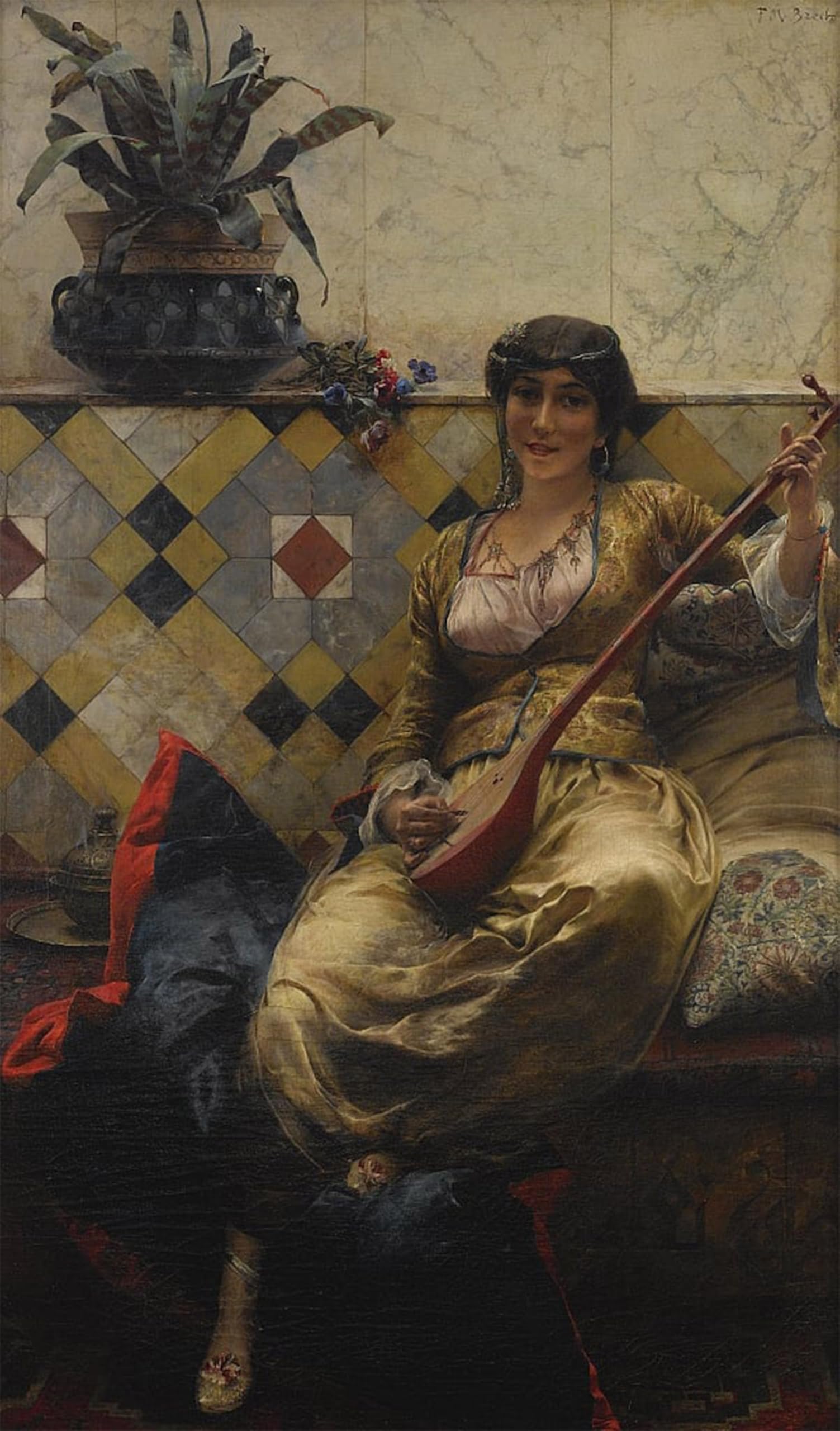POSTERIIk Famous Modern Artwork Art Mural Serenade in the Harem by Ferdinand Max Bredt Oil Paintings Pictures for Home Decor 60x90cm