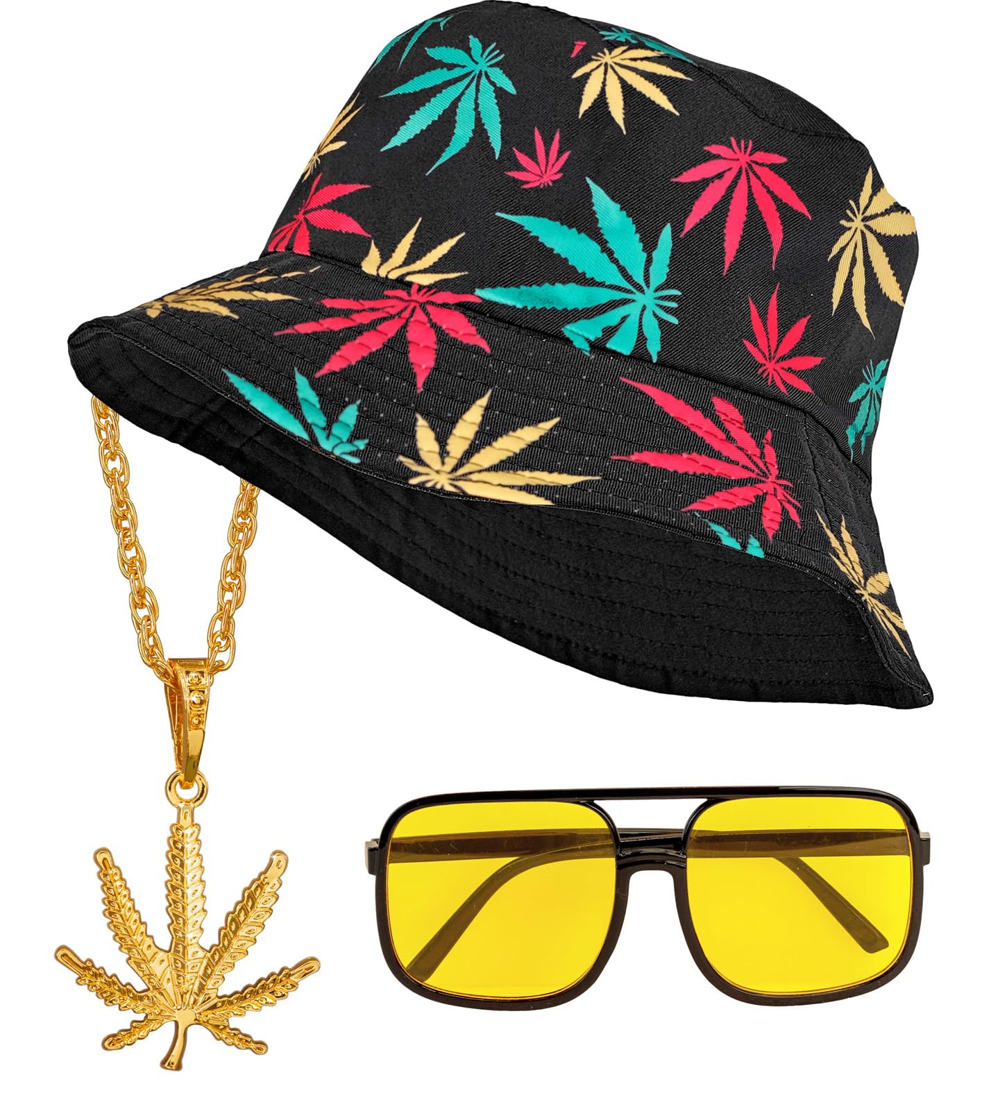 Adult 1990s Ganja Hip Hop Accessory Kit Fancy Dress Rapper Outfit
