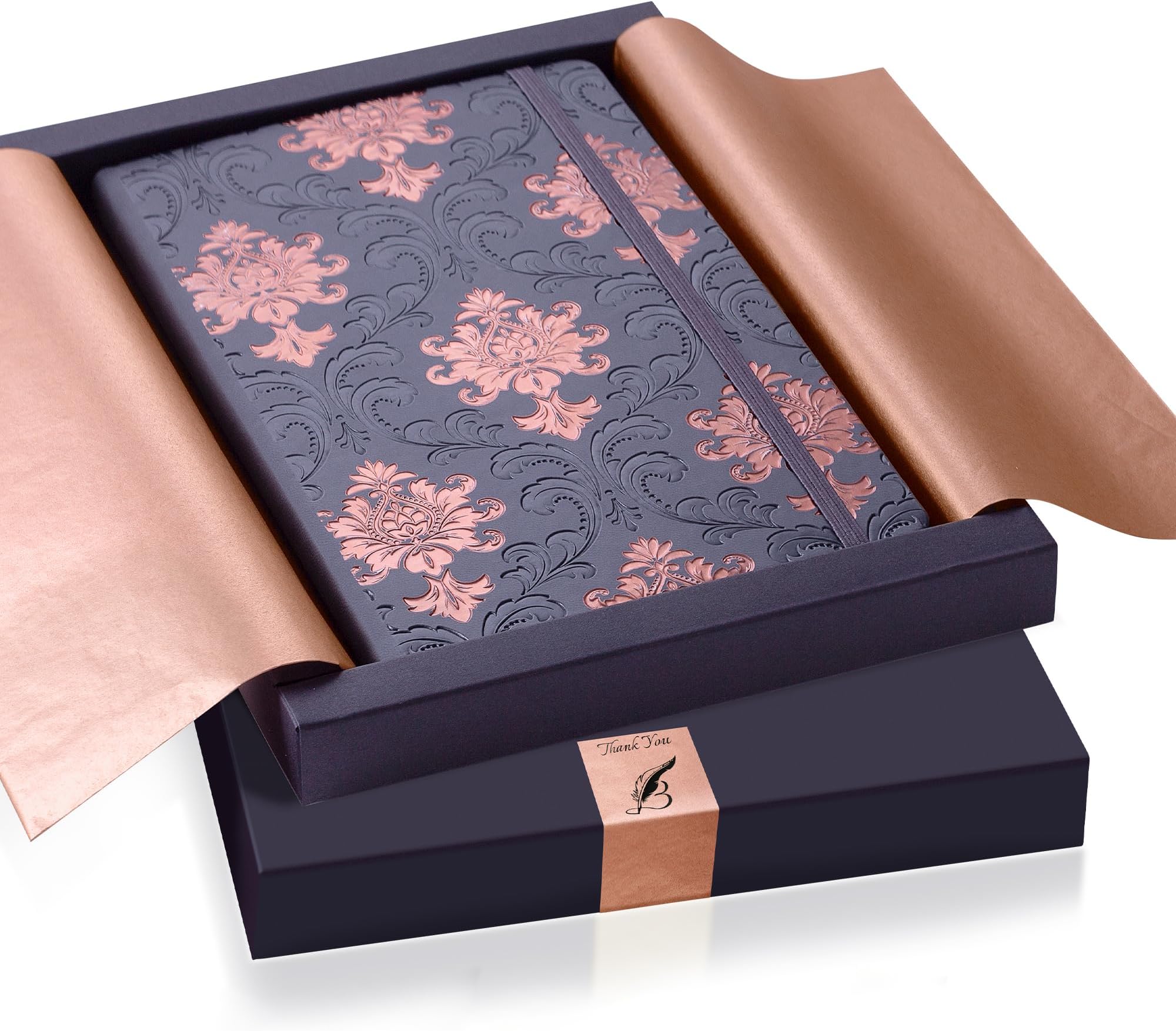 Exclusive Writing Journal for Women and Men - Handmade in Italy with Ivory Paper - Travel Diary Notebook for Daily Notes, Dreams or Planning - Perfect for a Traveler, Writer, Musician(ROSE) (BAROQUE COOPER)