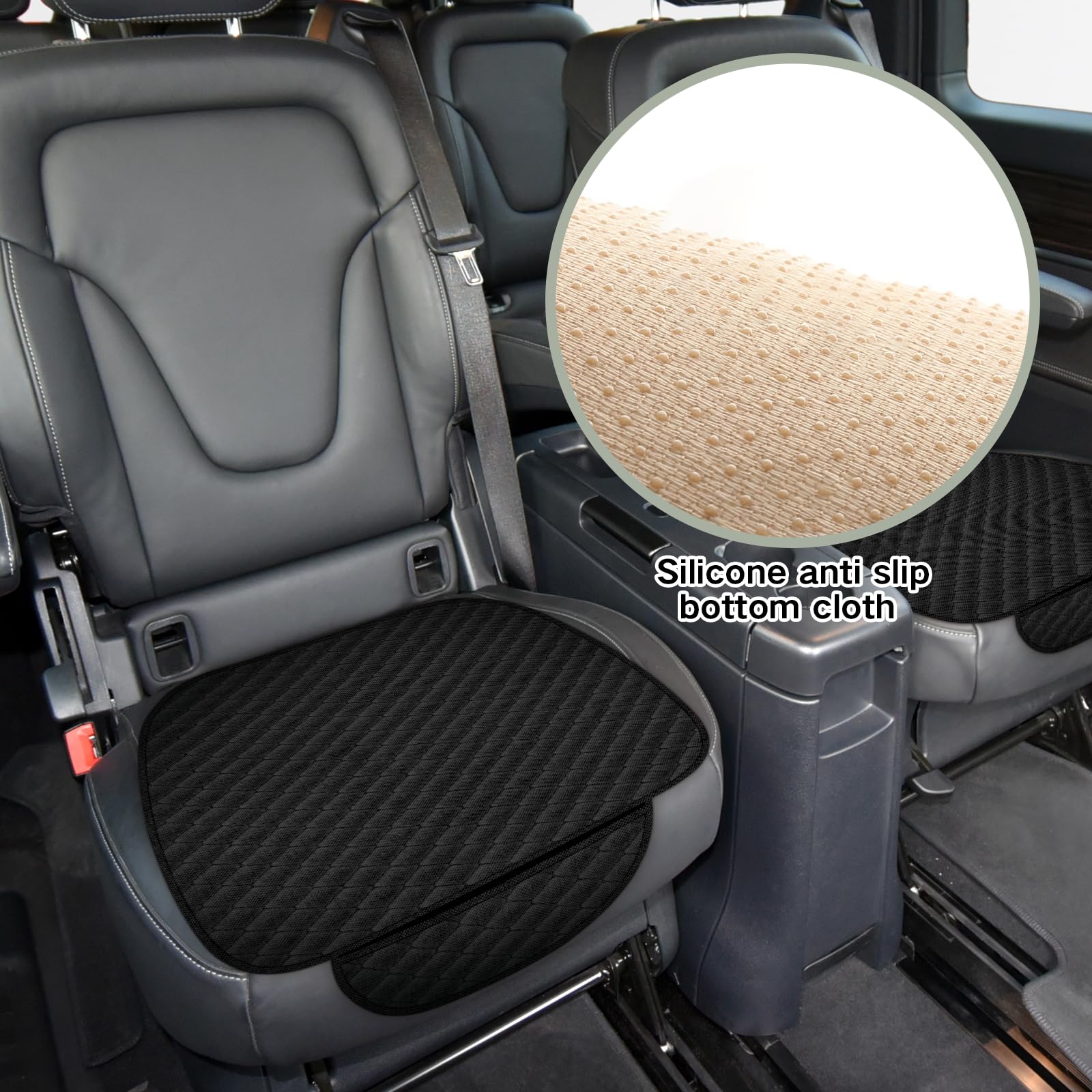 Lot de 2 coussins de siège de voiture antidérapants doux pour siège avant, respirants et confortables, housses de siège conducteur universelles pour SUV, berlines, camions (noir)