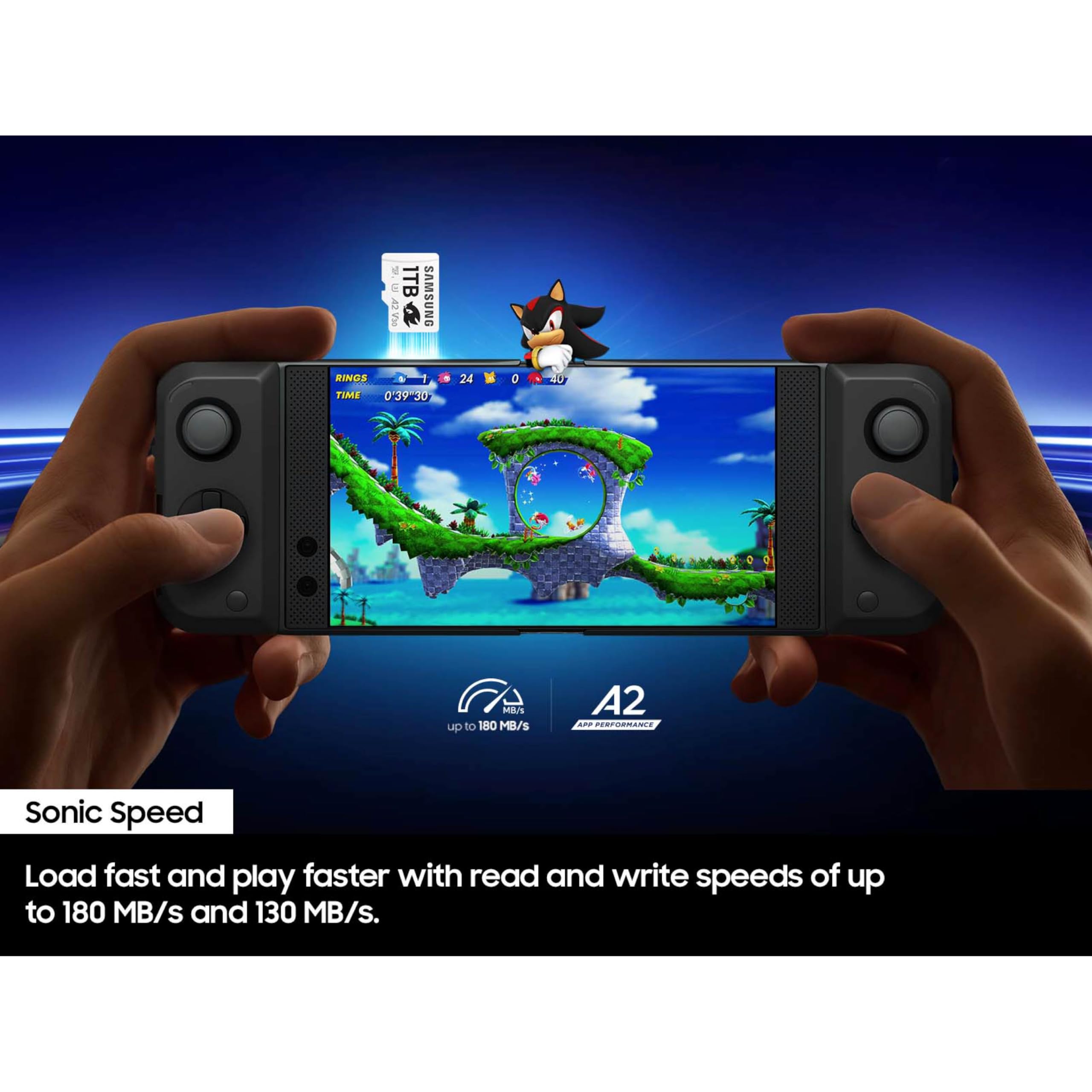 Samsung PRO Plus Sonic The Hedgehog + adattatore, 1 TB microSDXC, fino a 180 MB/s, Full HD e 4K UHD, UHS-I, C10, U3, V30, A2, per Nintendo Switch, Steam Deck, GoPRO, DJI Drone, tablet (MB-MD1T0SA/LC1)