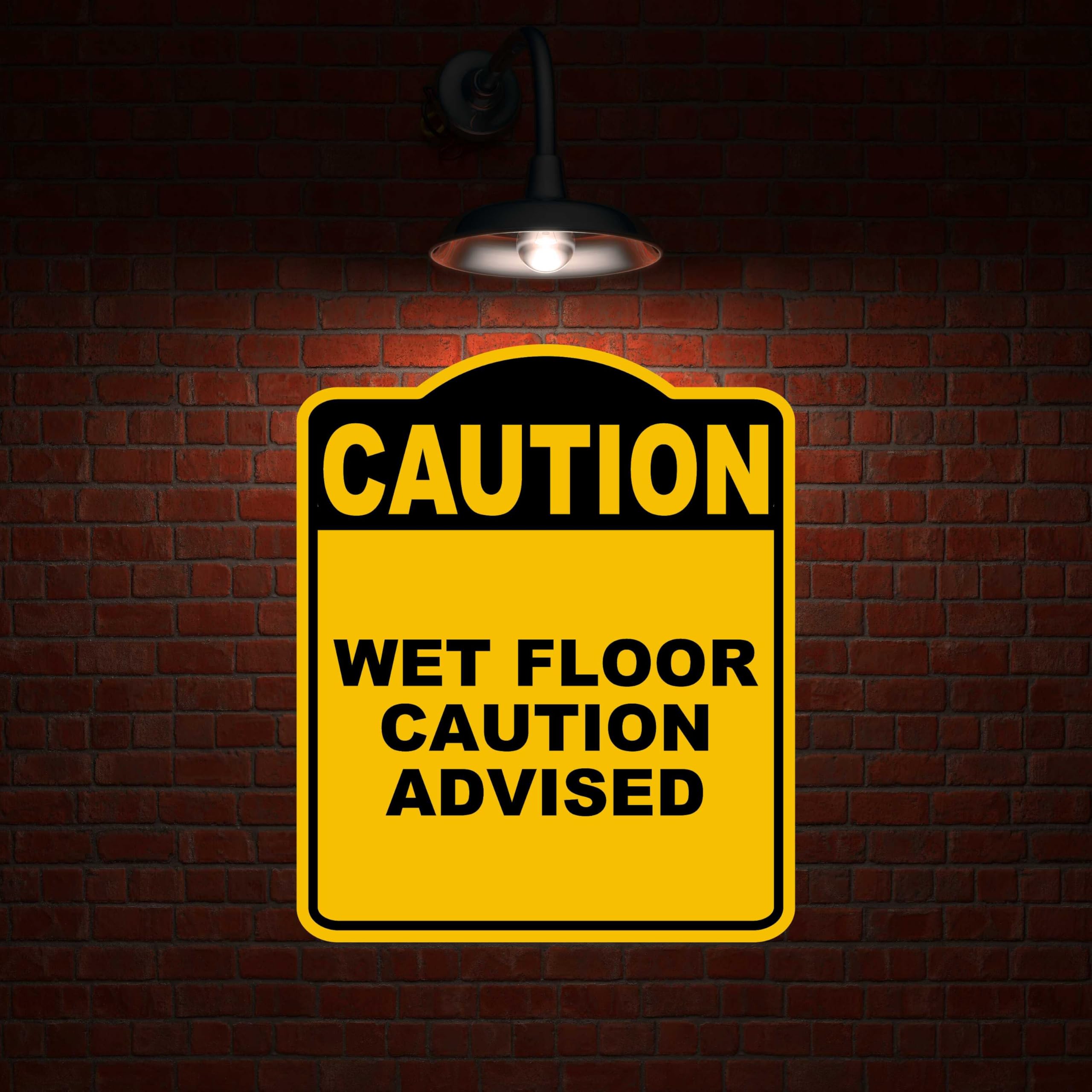 WET FLOOR CAUTION ADVISED Caution Yellow Black Aluminum Composite Sign 8.5 x 10 inches
