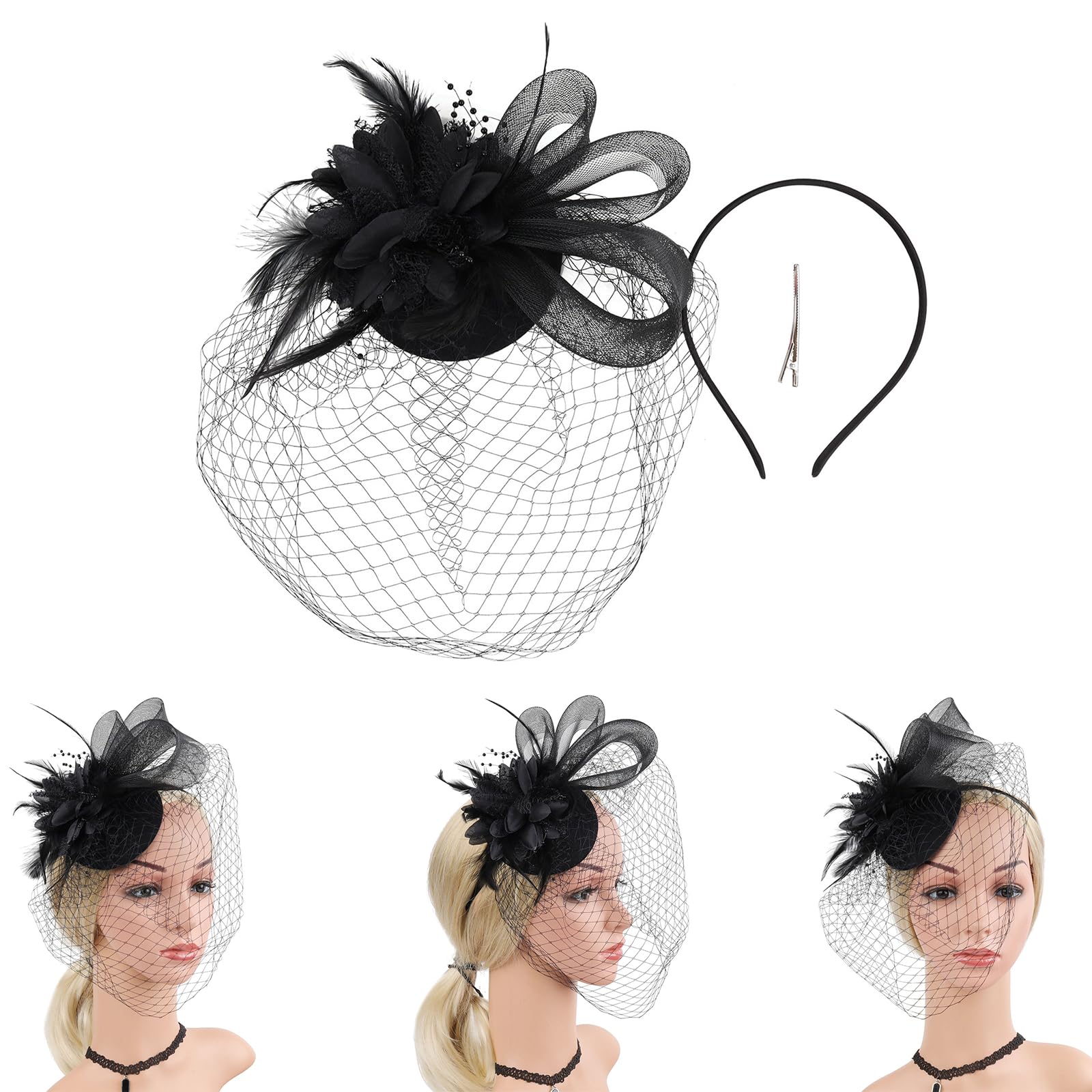 Vintage Fascinator Fascia Squisita Rosa Per Tea Party Wedding Costume Pillbox Cappello Signora Copricapo Per Funerale/Matrimonio Accessori Per Capelli Da Sposa Per Matrimonio
