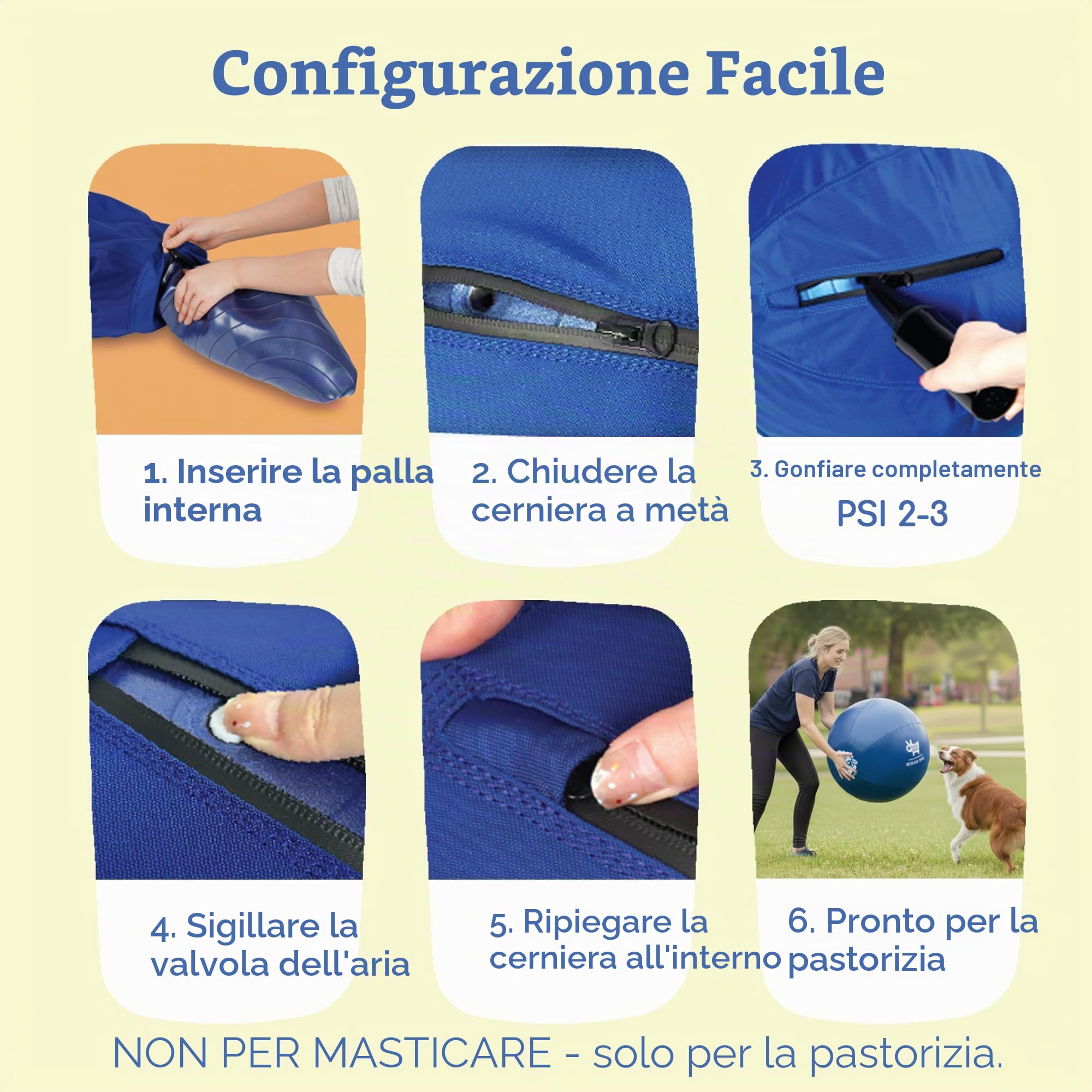 Race&Herd Palla da pastore per cani con tacchi, palla da cavallo e copertura per palla, grande con pompa a mano, palline per cavalli per giocare palla da hurding