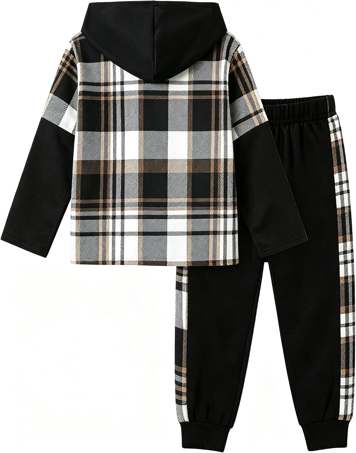 Boys Clothes Plaid Hooded Shirt Top and Sweatpants 2PC Kids Clothes Boys Fall Winter Outfits for 6-16 Years