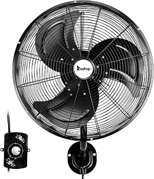 Winado 18 inch Wall Mount Oscillating Fan w/Aluminum Blades | High Velocity, 3-speed, Max 4592 CFM, Industrial Wall Fan for Indoor, Commercial, Residential, Warehouse, Garage