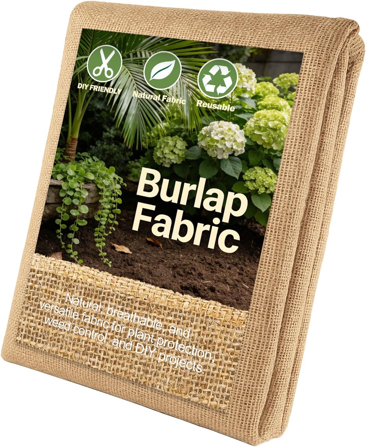 40” x 30 ft Burlap Fabric Roll, Natural Jute Burlap for Garden & Outdoor Use, Tree Wrap & Weed Barrier Cloth, Burlap Fabric for Shrubs, Landscaping, Craft Projects & Decoration