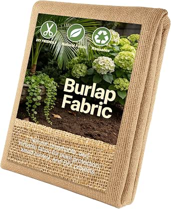 20" x 7 ft Burlap Fabric Roll – Natural Jute for Garden, Tree Wrap & Weed Barrier