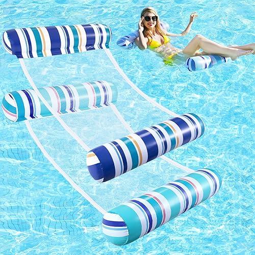 Inflatable pool float hammocks for calm island water