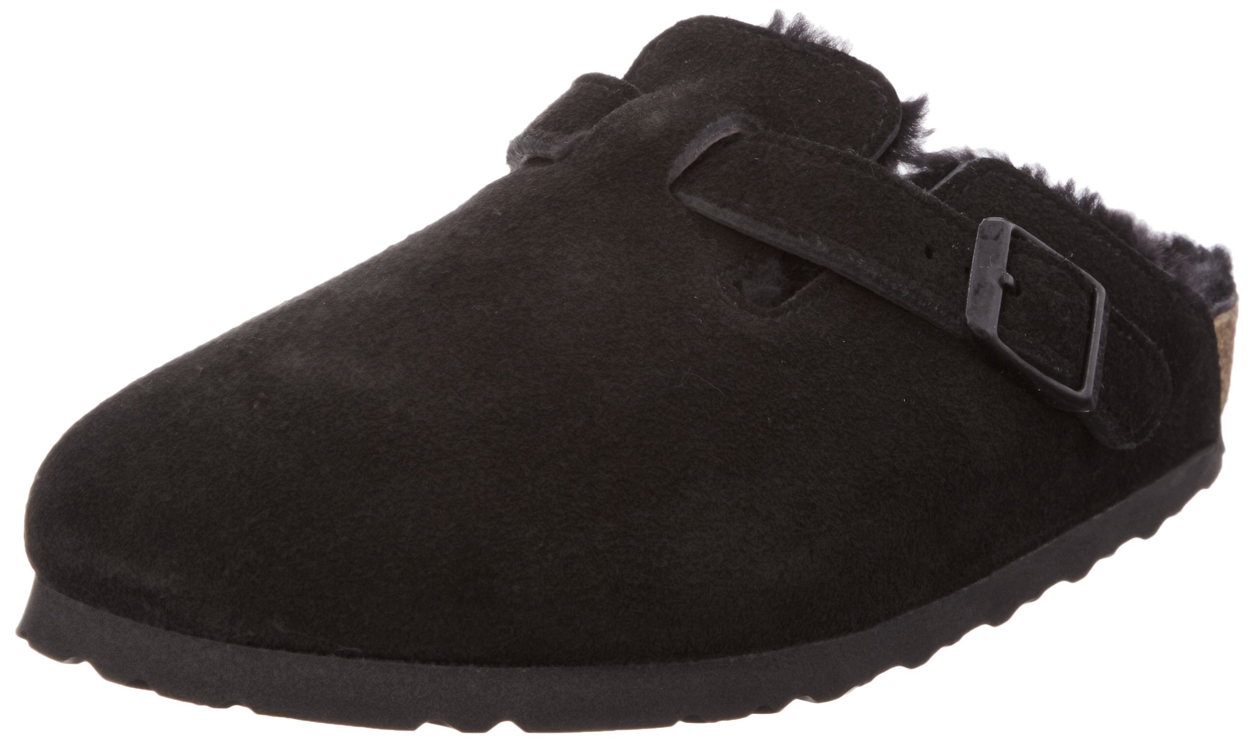 Birkenstock Boston Lammfell, Zoccoli Unisex-Adulto 44 EU Stretta Nero