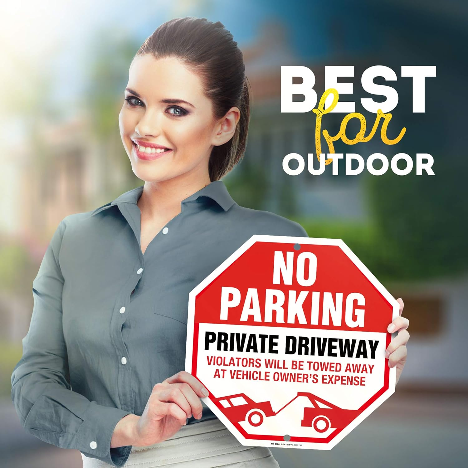 No Parking Private Driveway Violators Will Be Towed Away At Vehicle Owner's Expense Sign, 12" x 12" 0.40 Aluminum, Fade Resistance, Indoor/Outdoor Use, USA MADE By My Sign Center