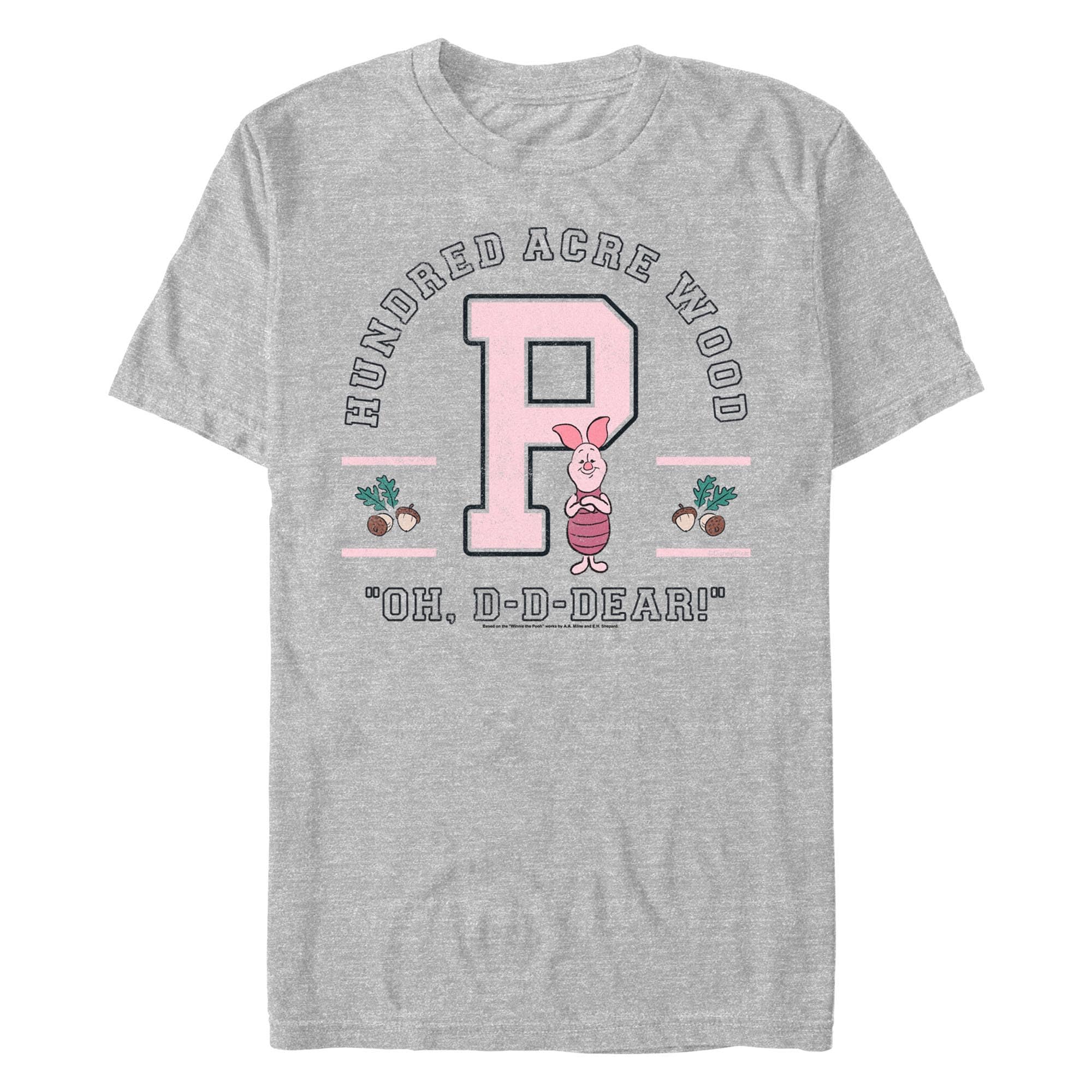 Disney Męska koszulka 'Piglet Collegiate', atletyczna wrzosowa, 3XL