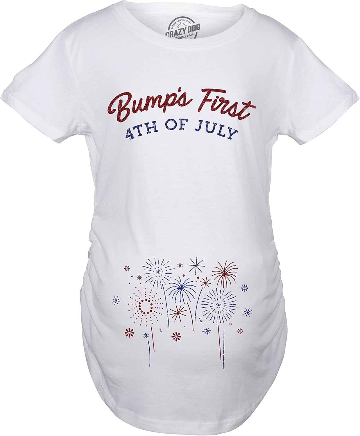 Maternity Bumps First 4th of July Pregnancy T Shirt Funny Patriotic Tee for Baby Bump