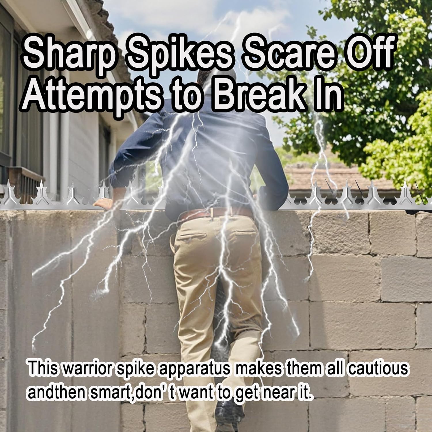 Anti Climbing Decorative Deterrent Fence Metal Spikes Fence Nails(6 Pieces 74 inches) Strong Silver Galvanized Steel Plate to Prevent Bears Coyotes and Thieves from Intruding Protect The Safety of