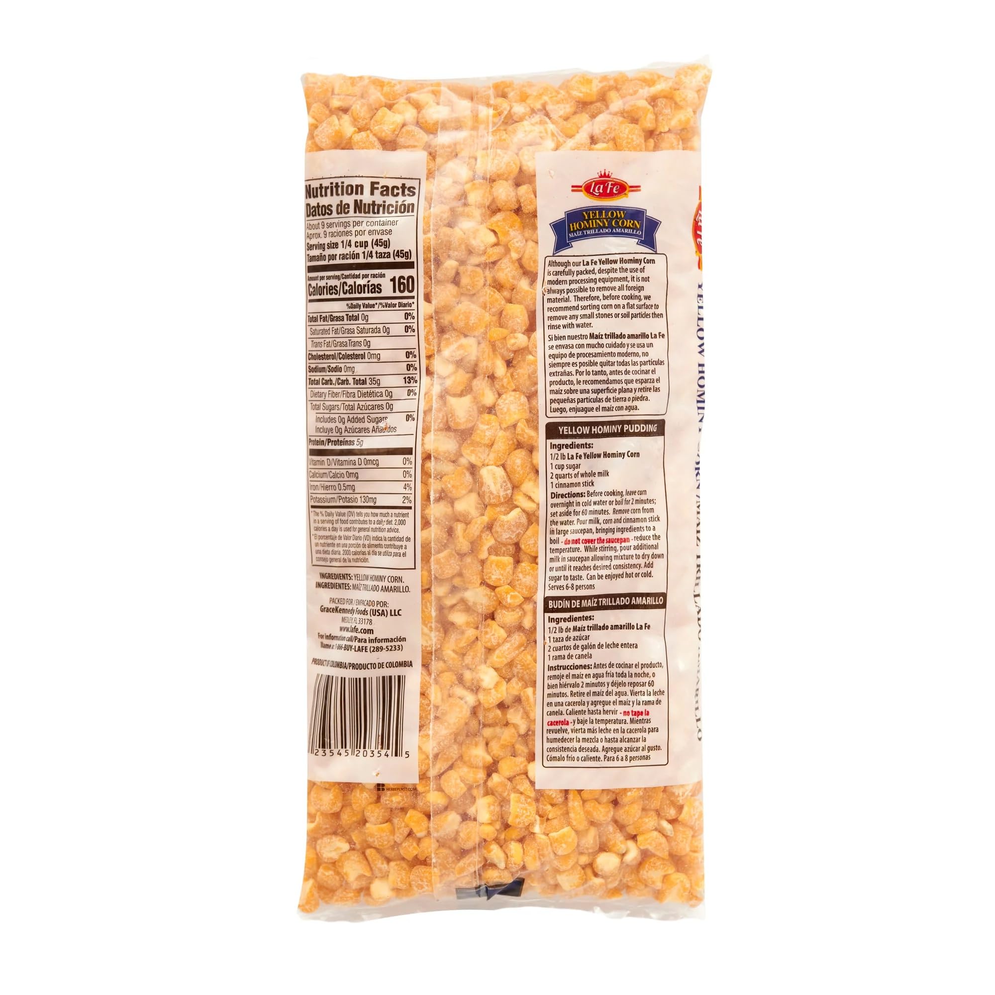La Fe Yellow Hominy Corn – Maiz Trillado Amarillo, Make Tamales, Arepas & Empanadas, Whole Kernel Perfect for Pozole, Soups, Stews & Homemade Tortillas, Latin Dishes & Meals (2 Pack, 14 Oz Each)