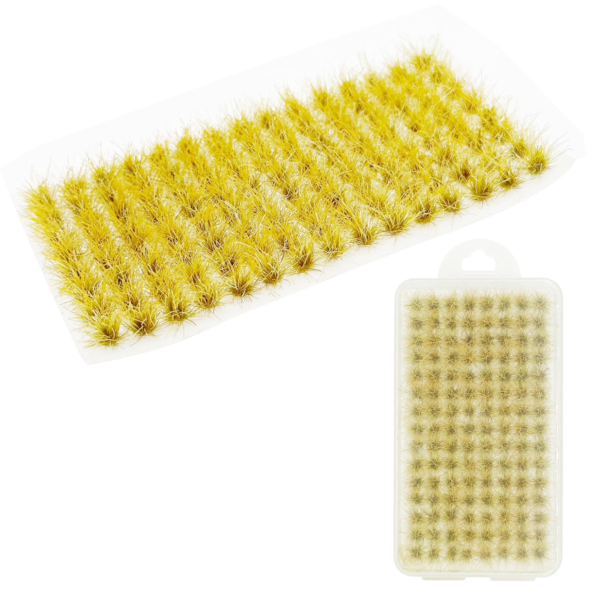 Attuslla 120 PCS Bushy Tufts Static Grass Tuft Model Grass Tuft for DIY Miniature Train Landscape Terrain Railway Scenery Decorations, Yellow
