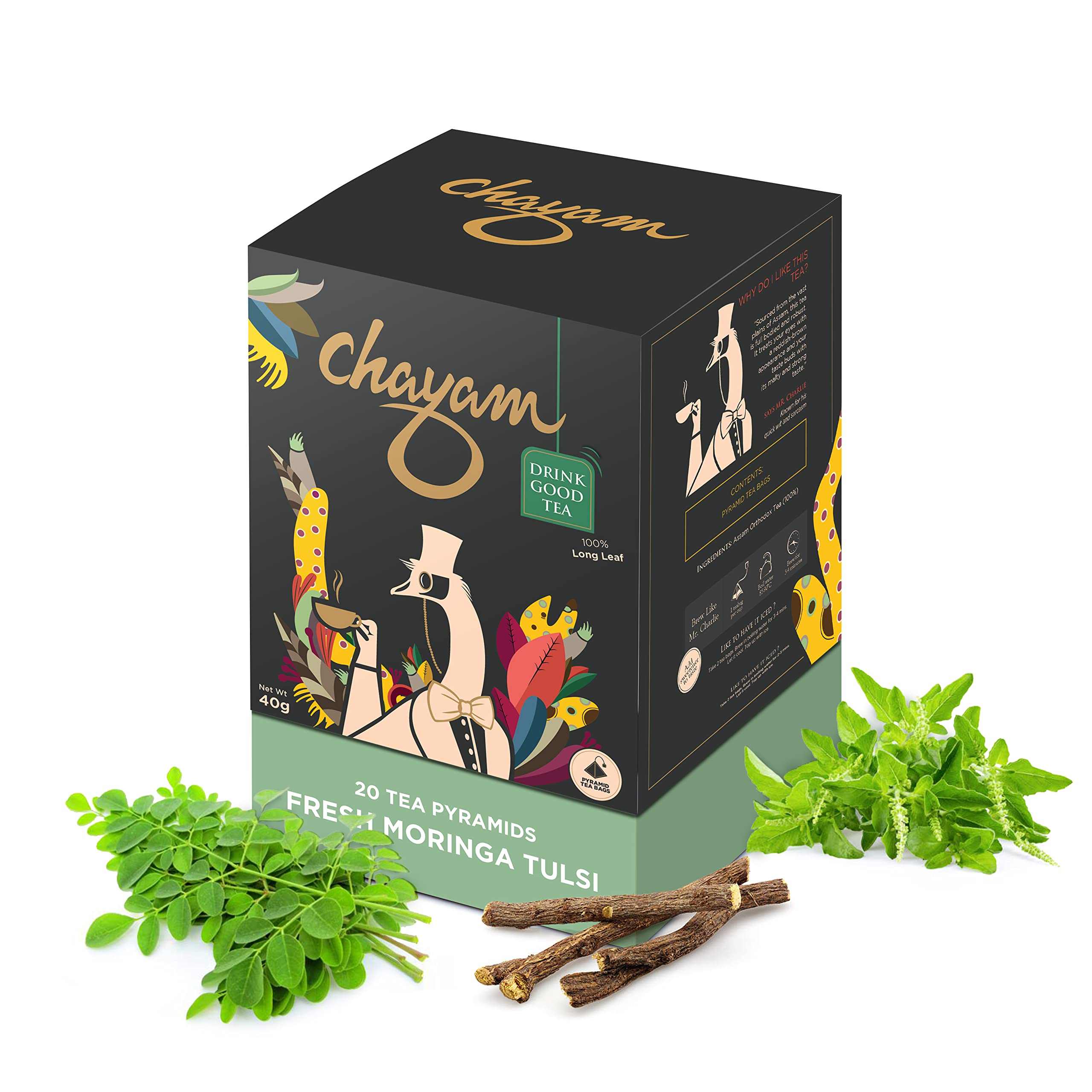 CHAYAM Moringa Tulsi Green Tea with Ginger | 20 Tea Bags, Pack of 1 | 100% Natural | For Detox, Immunity Boosting, Clear Skin | Pure Tulsi Tea Leaves (B08M67WXHT) Amazon Price History, Amazon Price Tracker